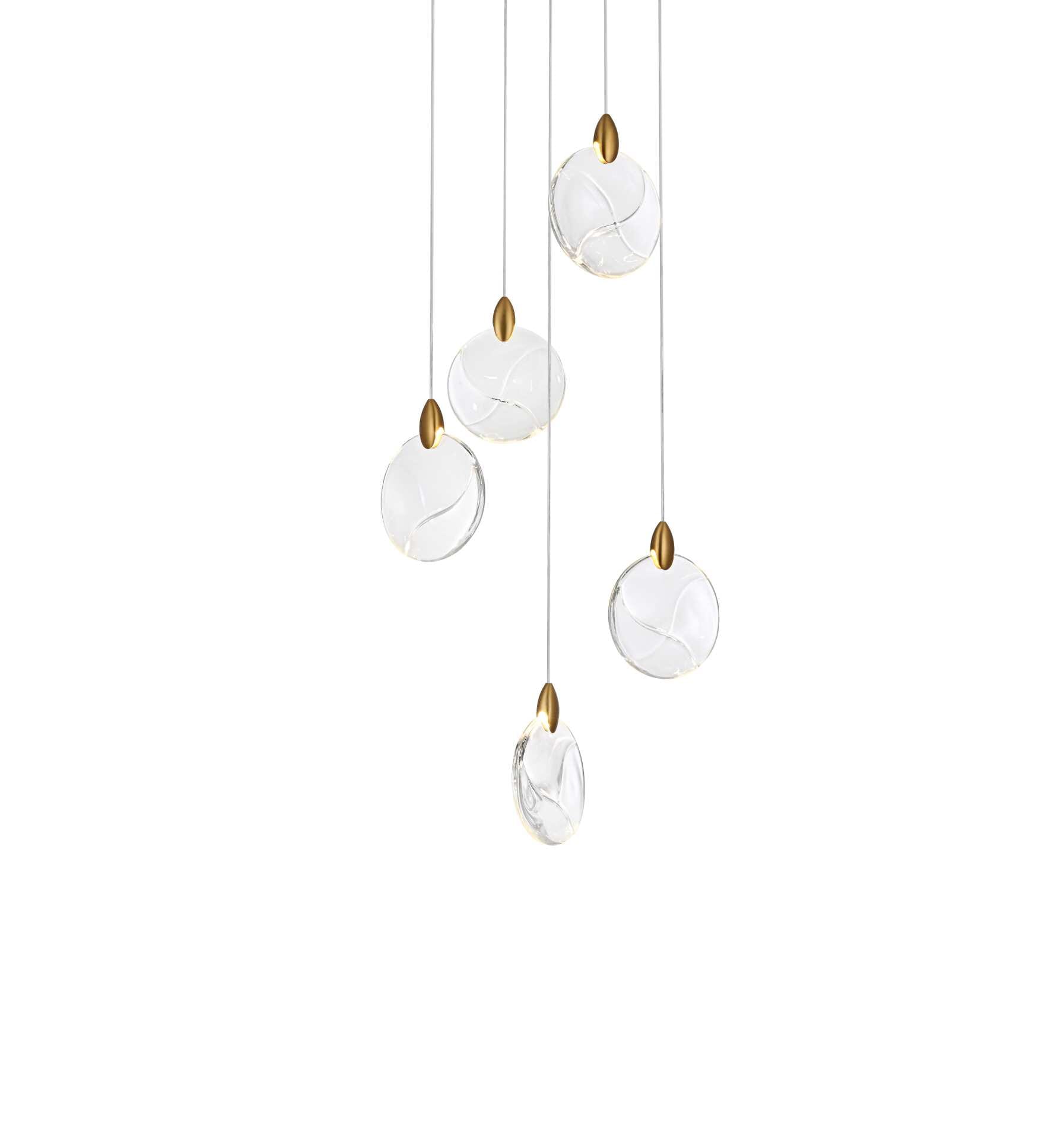 Dimensions
Chain/Rod Length: 142"
Length: 16"
Width: 16"
Height: 7.5"
Maximum Height: 125"
Wire Length: 142"
Specifications
Assembly Required: yes
Average Life (Hours): 6000
Bulb Included: Yes
Color Temperature: 3500K
CRI: 80
Crystal/Glass Color: Clear
Dimmable: Yes
Distressed Finish: No
Dry/Wet/Damp: Dry
ETL: Yes
Finish (Color): Satin Gold and Clear
Fixture Material: Iron and Crystal
Hanging Device: Cord
Hardware Finish: Satin Gold
Harware Material: Iron
Lumens: 150
Max/Nominal Watt: 10W
Number of Lights: 5
Product Shape: Round
Product Type: Pendants
Product Warranty: 1 year limited
Socket Type: LED
Voltage: 110V - 125V
Wattage/Bulb: 2W
Watts: 2W
Weight: 15
Wire Included: Yes
Shipment type: Small parcel - alternate view