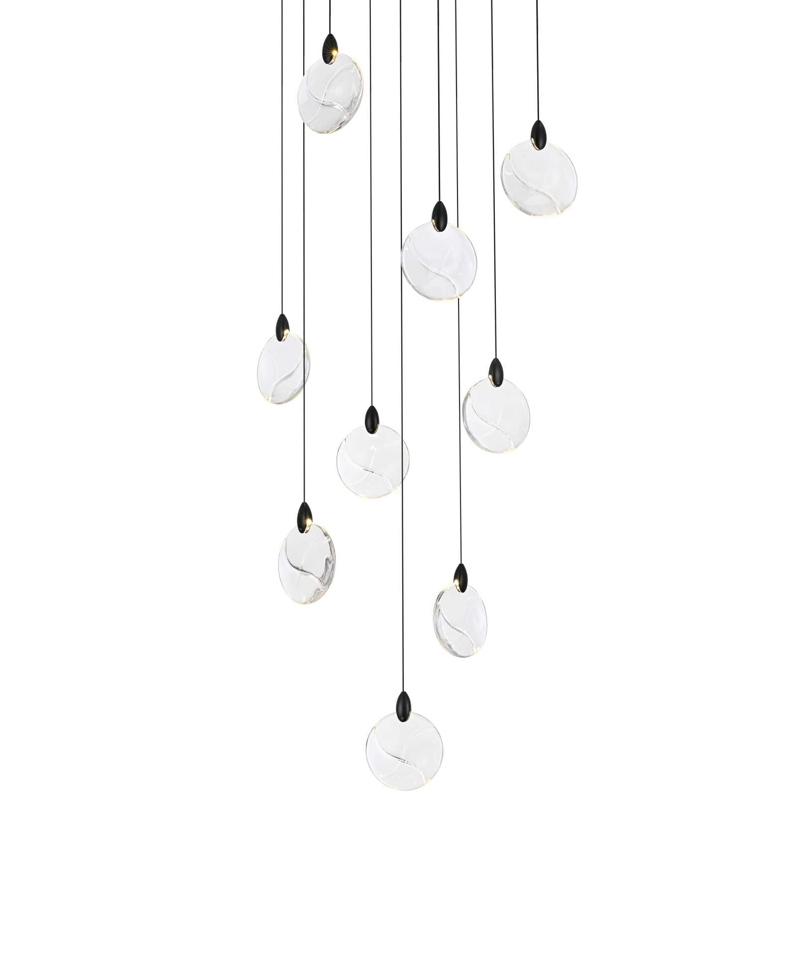 Dimensions
Chain/Rod Length: 142"
Length: 20"
Width: 20"
Height: 7.5"
Maximum Height: 125"
Wire Length: 142"
Specifications
Assembly Required: yes
Average Life (Hours): 6000
Bulb Included: Yes
Color Temperature: 3500K
CRI: 80
Crystal/Glass Color: Clear
Dimmable: Yes
Distressed Finish: No
Dry/Wet/Damp: Dry
ETL: Yes
Finish (Color): Black and Clear
Fixture Material: Iron and Crystal
Hanging Device: Cord
Hardware Finish: Black
Harware Material: Iron
Lumens: 150
Max/Nominal Watt: 18W
Number of Lights: 9
Product Shape: Rectangle
Product Type: Pendants
Product Warranty: 1 year limited
Socket Type: LED
Voltage: 110V - 125V
Wattage/Bulb: 2W
Watts: 2W
Weight: 26
Wire Included: Yes
Shipment type: Small parcel - alternate view