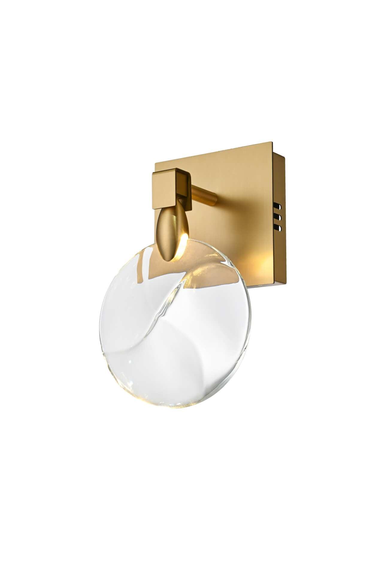 Dimensions
Width: 6"
Height: 9.5"
Extension: 4"
Wire Length: 20"
Specifications
Assembly Required: yes
Average Life (Hours): 6000
Bulb Included: Yes
Color Temperature: 3500K
CRI: 80
Crystal/Glass Color: Clear
Dimmable: Yes
Distressed Finish: No
Dry/Wet/Damp: Dry
ETL: Yes
Finish (Color): Satin Gold and Clear
Fixture Material: Iron and Crystal
Hardware Finish: Satin Gold
Harware Material: Iron
Lumens: 150
Max/Nominal Watt: 2W
Number of Lights: 1
Product Shape: Rectangle
Product Type: Wall Sconce
Product Warranty: 1 year limited
Socket Type: LED
Voltage: 110V - 125V
Wattage/Bulb: 2W
Watts: 2W
Weight: 4
Wire Included: Yes
Shipment type: Small parcel - alternate view