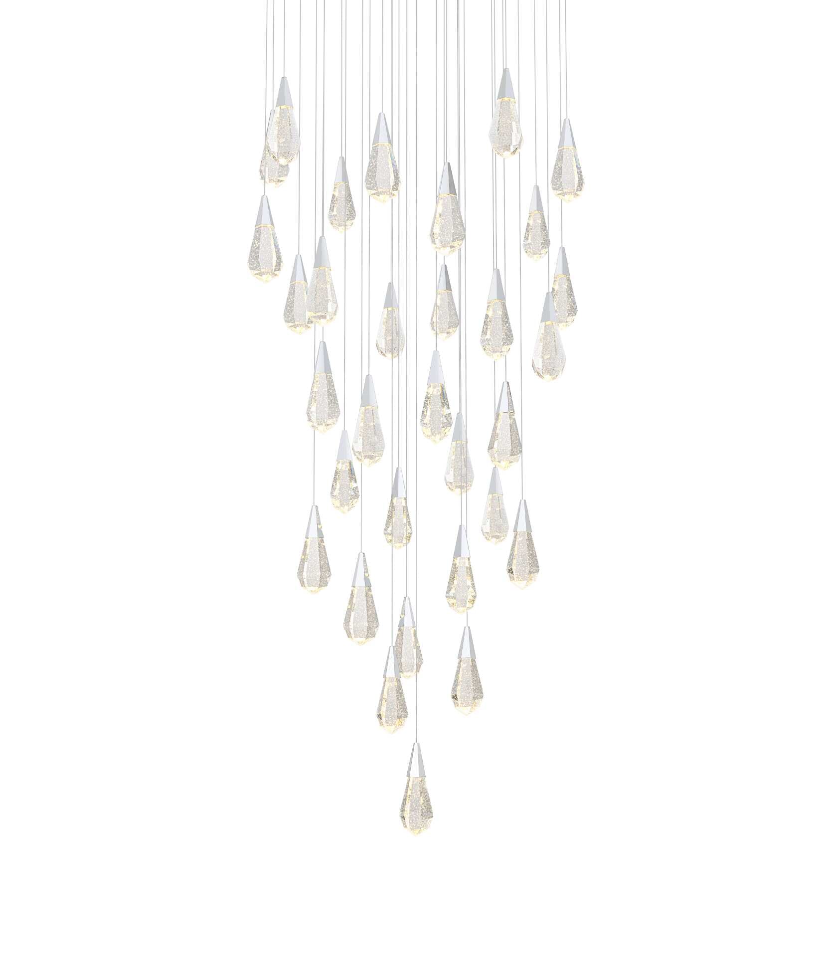 Dimensions
Chain/Rod Length: 142"
Length: 42"
Width: 42"
Height: 10"
Maximum Height: 128"
Wire Length: 142"
Specifications
Assembly Required: yes
Average Life (Hours): 6000
Bulb Included: Yes
Color Temperature: 3500K
CRI: 80
Crystal/Glass Color: Clear
Dimmable: Yes
Distressed Finish: No
Dry/Wet/Damp: Dry
ETL: Yes
Finish (Color): Chrome and Clear
Fixture Material: Iron and Crystal
Hanging Device: Cord
Hardware Finish: Chrome
Harware Material: Iron
Lumens: 150
Max/Nominal Watt: 64W
Number of Lights: 32
Product Shape: Round
Product Type: Chandeliers
Product Warranty: 1 year limited
Socket Type: LED
Voltage: 110V - 125V
Wattage/Bulb: 2W
Watts: 2W
Weight: 158
Wire Included: Yes
Shipment type: LTL - alternate view