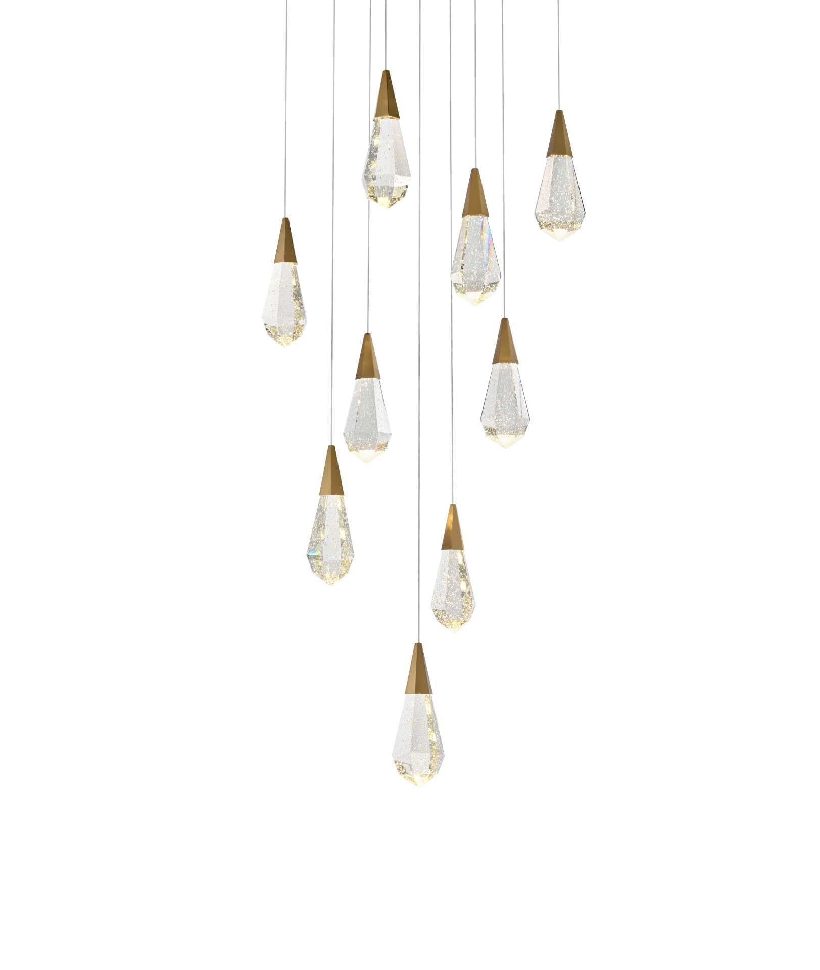 Dimensions
Chain/Rod Length: 142"
Length: 20"
Width: 20"
Height: 10"
Maximum Height: 128"
Wire Length: 142"
Specifications
Assembly Required: yes
Average Life (Hours): 6000
Bulb Included: Yes
Color Temperature: 3500K
CRI: 80
Crystal/Glass Color: Clear
Dimmable: Yes
Distressed Finish: No
Dry/Wet/Damp: Dry
ETL: Yes
Finish (Color): Satin Gold and Clear
Fixture Material: Iron and Crystal
Hanging Device: Cord
Hardware Finish: Satin Gold
Harware Material: Iron
Lumens: 150
Max/Nominal Watt: 18W
Number of Lights: 9
Product Shape: Rectangle
Product Type: Pendants
Product Warranty: 1 year limited
Socket Type: LED
Voltage: 110V - 125V
Wattage/Bulb: 2W
Watts: 2W
Weight: 47
Wire Included: Yes
Shipment type: Small parcel - alternate view