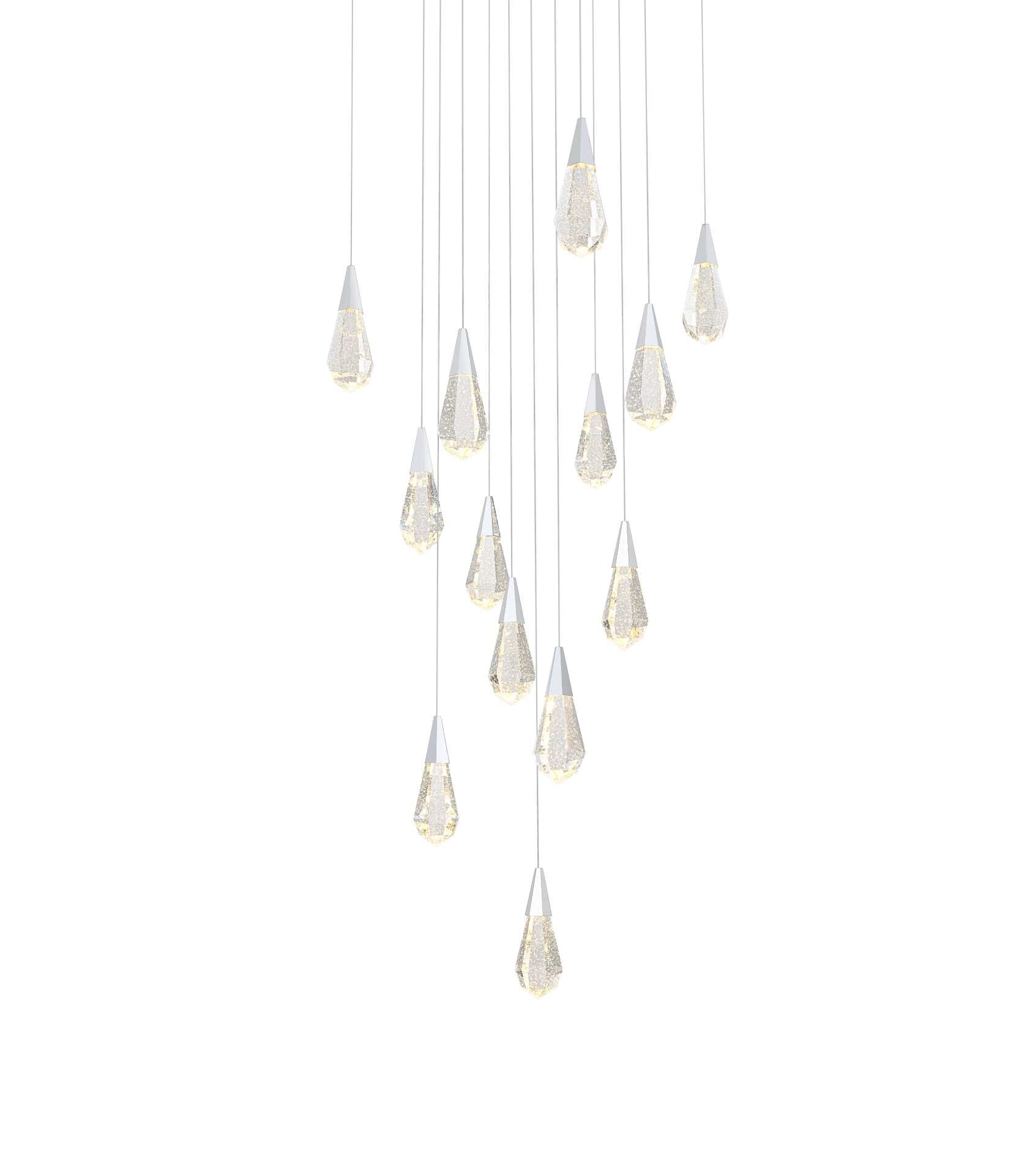 Dimensions
Chain/Rod Length: 142"
Length: 26"
Width: 26"
Height: 10"
Maximum Height: 128"
Wire Length: 142"
Specifications
Assembly Required: yes
Average Life (Hours): 6000
Bulb Included: Yes
Color Temperature: 3500K
CRI: 80
Crystal/Glass Color: Clear
Dimmable: Yes
Distressed Finish: No
Dry/Wet/Damp: Dry
ETL: Yes
Finish (Color): Chrome and Clear
Fixture Material: Iron and Crystal
Hanging Device: Cord
Hardware Finish: Chrome
Harware Material: Iron
Lumens: 150
Max/Nominal Watt: 26W
Number of Lights: 13
Product Shape: Rectangle
Product Type: Pendants
Product Warranty: 1 year limited
Socket Type: LED
Voltage: 110V - 125V
Wattage/Bulb: 2W
Watts: 2W
Weight: 68
Wire Included: Yes
Shipment type: Small parcel - alternate view