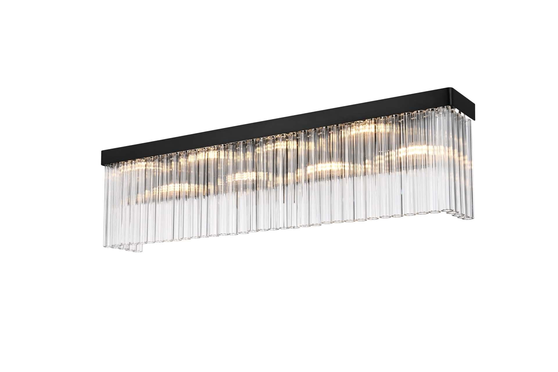 Specification Sheet
Dimensions
Length: 34.5"
Width: 5"
Height: 9"
Wire Length: 12"
Specifications
Assembly Required: yes
Bulb Included: No
Crystal/Glass Color: Clear
Dimmable: Yes
Distressed Finish: No
Dry/Wet/Damp: Dry
ETL: Yes
Finish (Color): Black
Fixture Material: Iron and Glass
Hardware Finish: Black
Harware Material: Iron
Max/Nominal Watt: 240W
Number of Lights: 8
Product Shape: Linear
Product Type: Wall Sconce
Product Warranty: 1 year limited
Socket Type: E12
Voltage: 110V - 125V
Wattage/Bulb: 40W
20
Wire Included: Yes
Shipment type: Small Parcel - alternate view