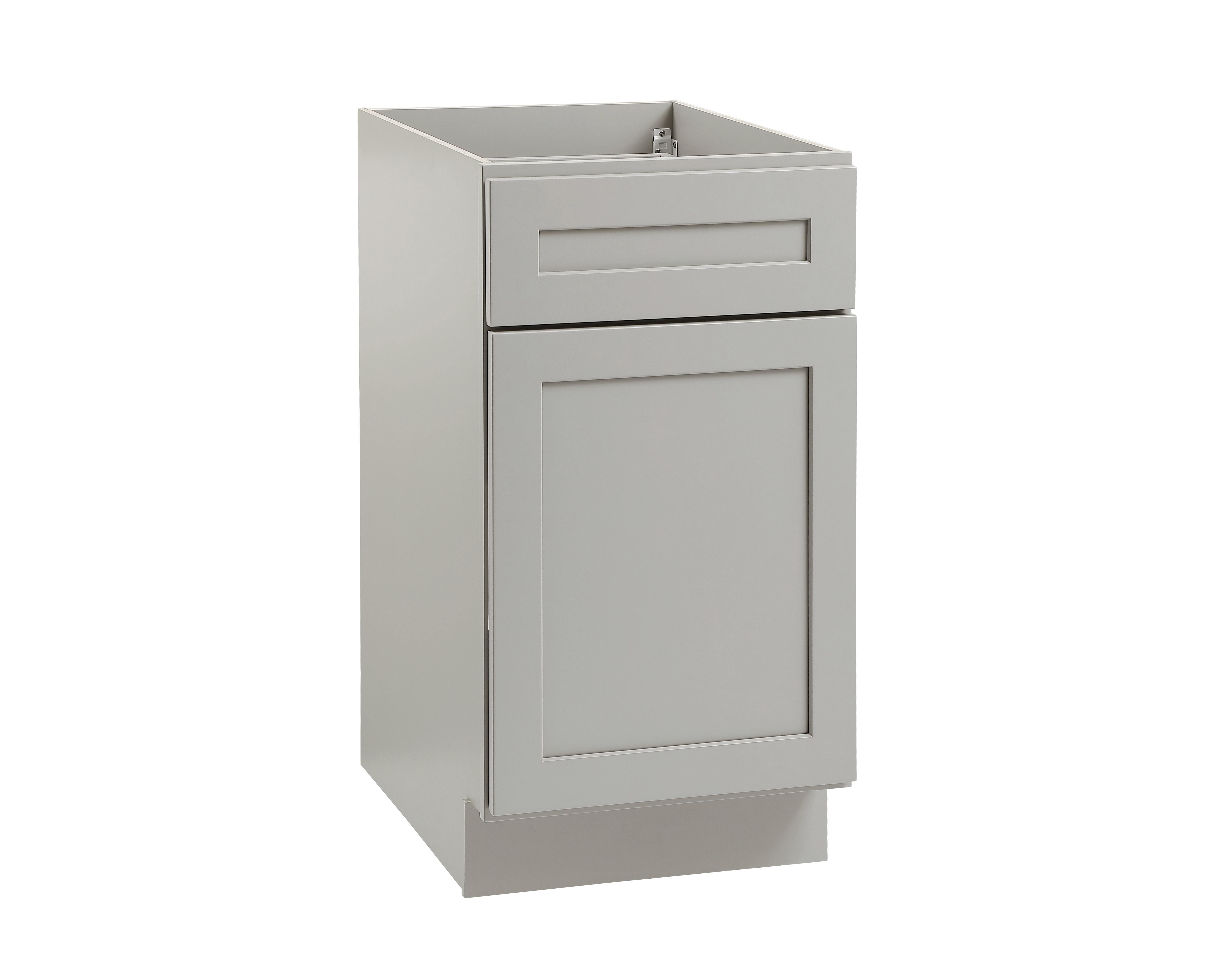 Installation Manual
Specification Sheet
Dimensions
Length: 18"
Width: 24"
Height: 34.5"
Specifications
Assembly Required: Yes
Distressed Finish: No
Finish (Color): Grey
Rubberwood and Plywood
Product Shape: Rectangle
Product Type: Kitchen Base Waste Basket Cabinet
Product Warranty: 1 year limited
Weight: 70.56
Wire Included: No
Wood Type: Rubberwood
Shipment type: Small Parcel
Drawers
Drawers Included: Yes
Number of Drawers: 2 - alternate view