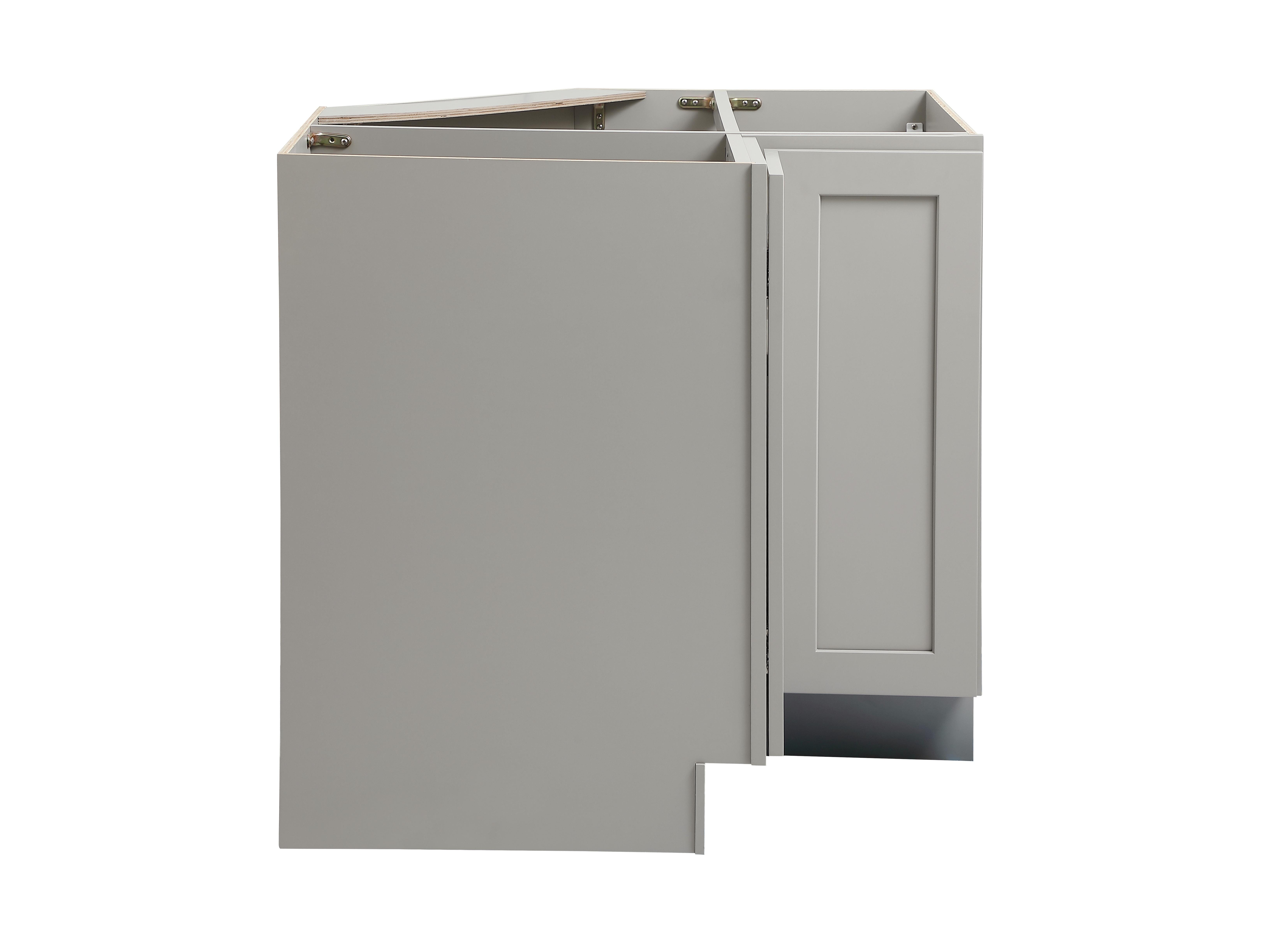 Installation Manual
Specification Sheet
Dimensions
Length: 36"
Width: 36"
Height: 34.5"
Specifications
Assembly Required: Yes
Distressed Finish: No
Finish (Color): Grey
Product Material: Rubberwood and Plywood
Product Shape: Polygon
Product Type: Kitchen Lazy Susan Corner Base Cabinet
Product Warranty: 1 year limited
Weight: 77.1
Wire Included: No
Wood Type: Rubberwood
Shipment type: Small Parcel
Drawers
Drawers Included: No
Shelves
Number of Shelves: 2 - alternate view