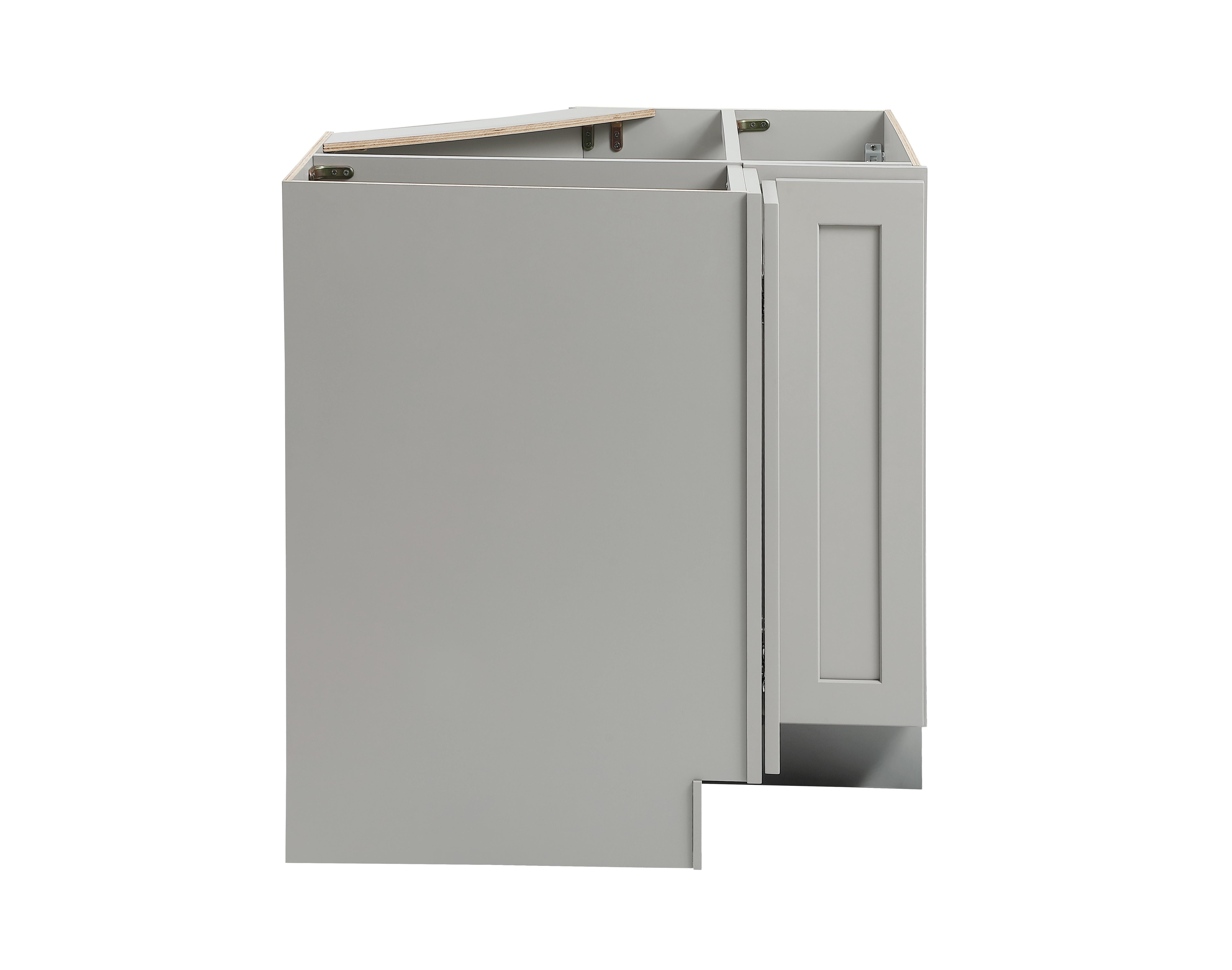 Installation Manual
Specification Sheet
Dimensions
Length: 33"
Width: 33"
Height: 34.5"
Specifications
Assembly Required: Yes
Distressed Finish: No
Finish (Color): Grey
Rubberwood and Plywood
Product Shape: Polygon
Product Type: Kitchen Easy Reach Base Cabinet
Product Warranty: 1 year limited
Weight: 67.9
Wire Included: No
Wood Type: Rubberwood
Shipment type: Small Parcel
Drawers
Drawers Included: No
Shelves
Number of Shelves: 2 - alternate view