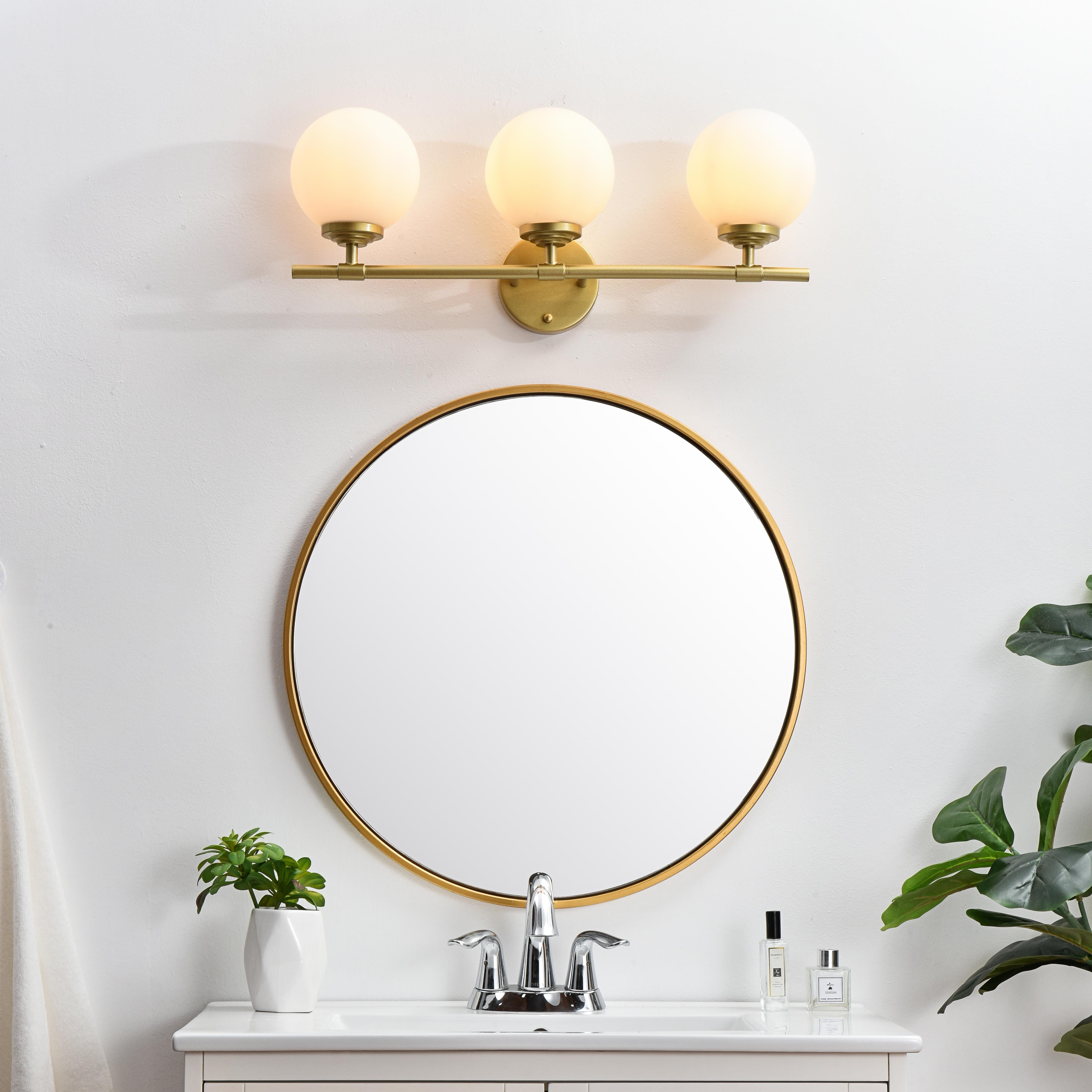 Installation Manual
Specification Sheet
Dimensions
Length: 6.9"
Width: 24"
Height: 10"
Extension: 7"
Wire Length: 8"
Depth: 7"
Specifications
Assembly Required: Yes
Bulb Included: No
#N/A
Dimmable: Yes
Distressed Finish: No
Dry/Wet/Damp: Damp
ETL: yes
Finish (Color): Brass and Frosted White
Fixture Material: Iron and Glass
Hardware Finish: Brass
Harware Material: Iron
Max/Nominal Watt: 120W
Number of Lights: 3
Product Type: Vanity Lights
Product Warranty: 1 year limited
Socket Type: E12
Voltage: 110V
Wattage/Bulb: 40W
Weight: 4
Wire Included: Yes
Shipment type: Small Parcel
US Shipping Cost: $14.00 - alternate view