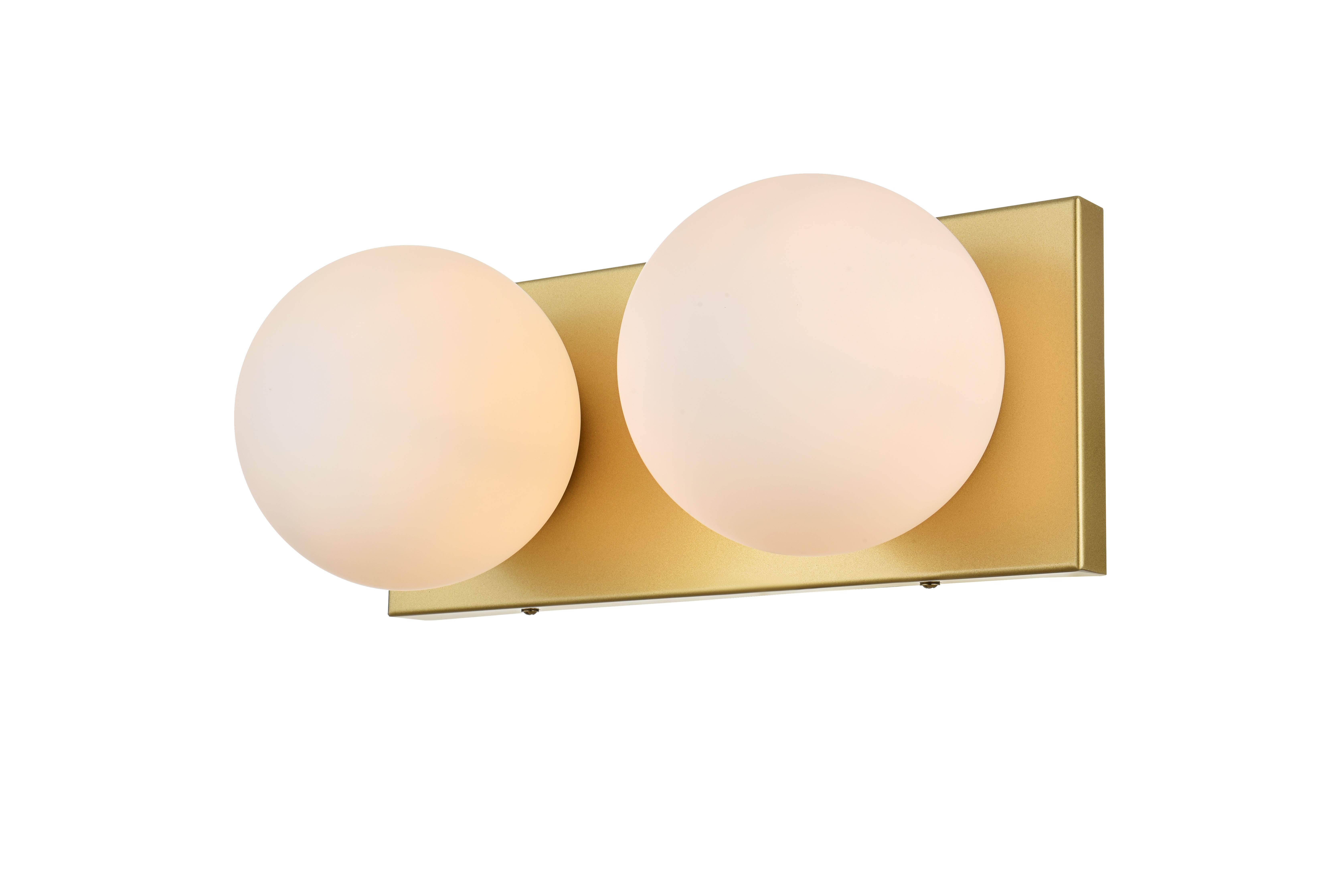 Jaylin Two Light Bath Sconce in Brass and Frosted White - Image 3