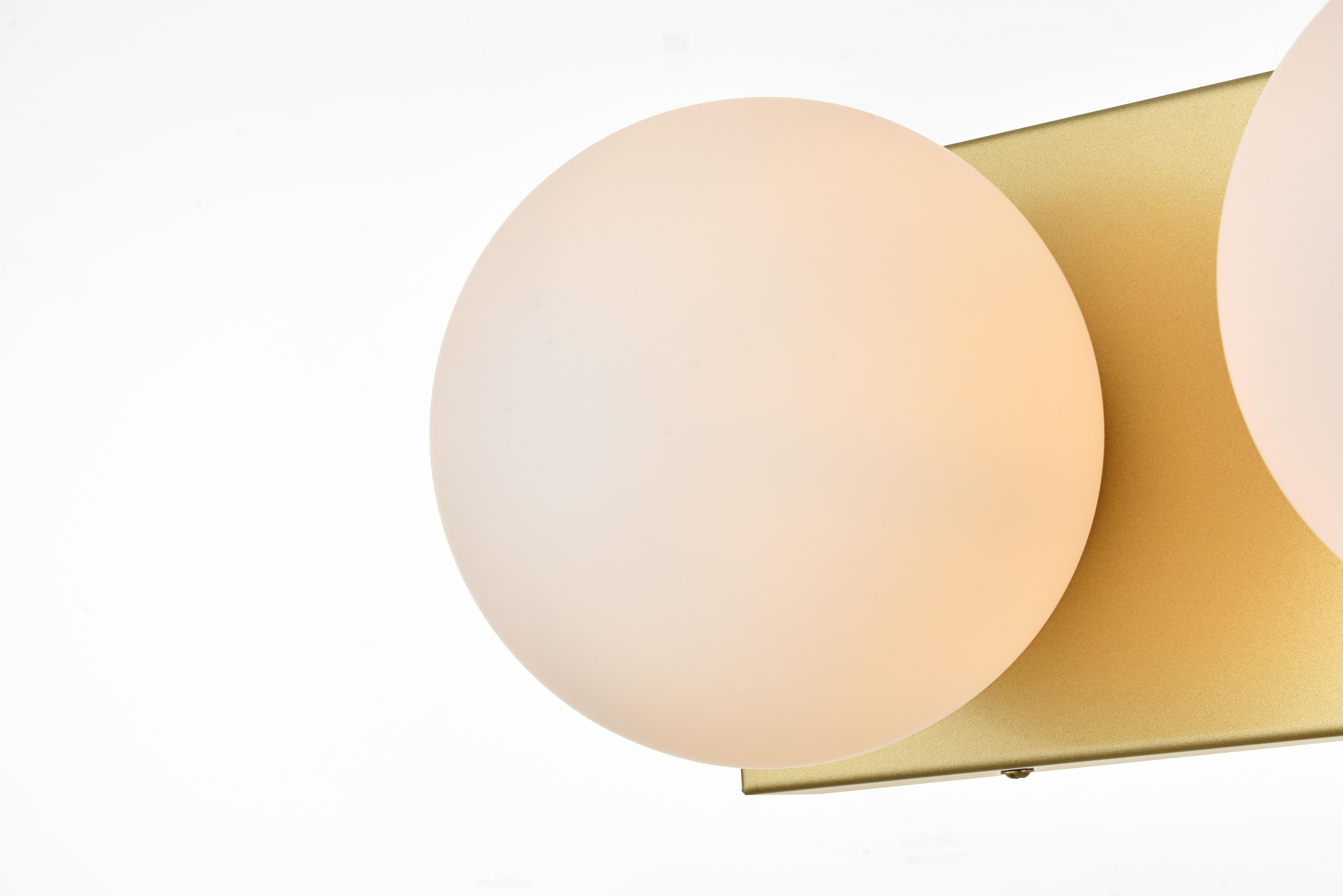 Jaylin Two Light Bath Sconce in Brass and Frosted White - Image 4