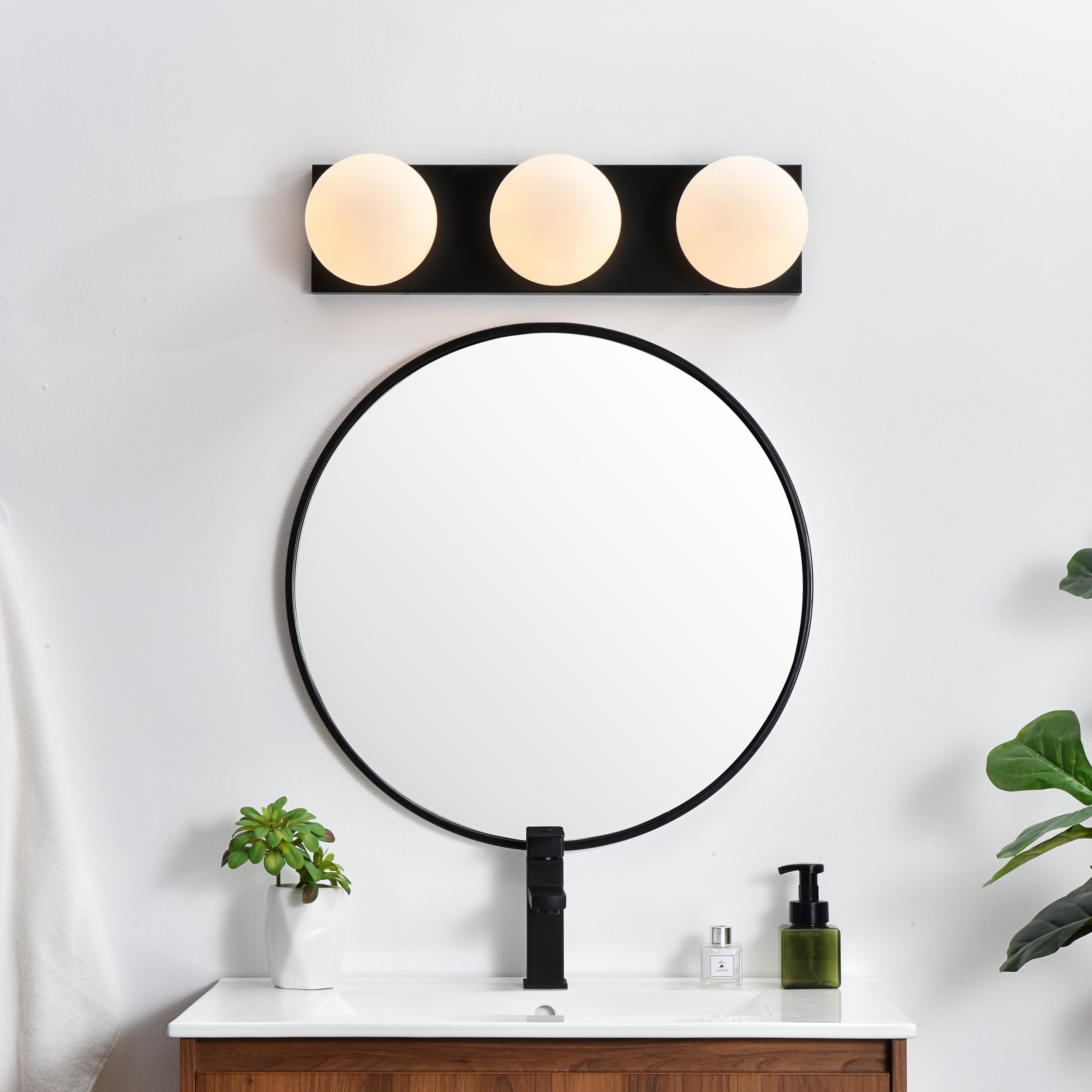 Installation Manual
Specification Sheet
Dimensions
Length: 6.9"
Width: 22"
Height: 6"
Extension: 7"
Wire Length: 8"
Depth: 7"
Specifications
Assembly Required: Yes
Bulb Included: No
#N/A
Dimmable: Yes
Distressed Finish: No
Dry/Wet/Damp: Damp
ETL: yes
Finish (Color): Black and Frosted White
Fixture Material: Iron and Glass
Hardware Finish: Black
Harware Material: Iron
Max/Nominal Watt: 120W
Number of Lights: 3
Product Type: Vanity Lights
Product Warranty: 1 year limited
Socket Type: E12
Voltage: 110V
Wattage/Bulb: 40W
Weight: 5
Wire Included: Yes
Shipment type: Small Parcel
US Shipping Cost: $15.00 - alternate view