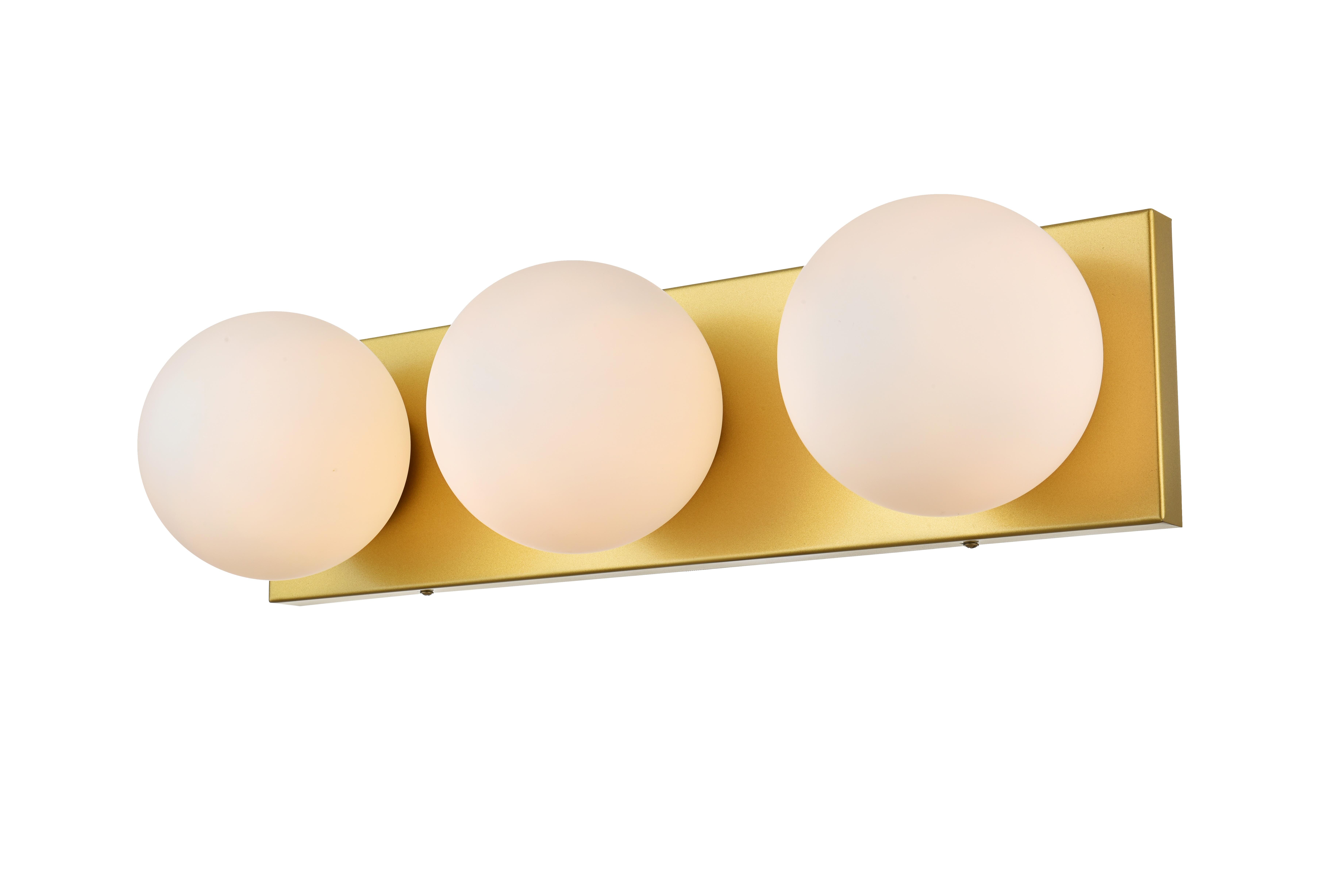 Jaylin 3-Light Bath Sconce in Brass with Frosted White Glass - Image 3