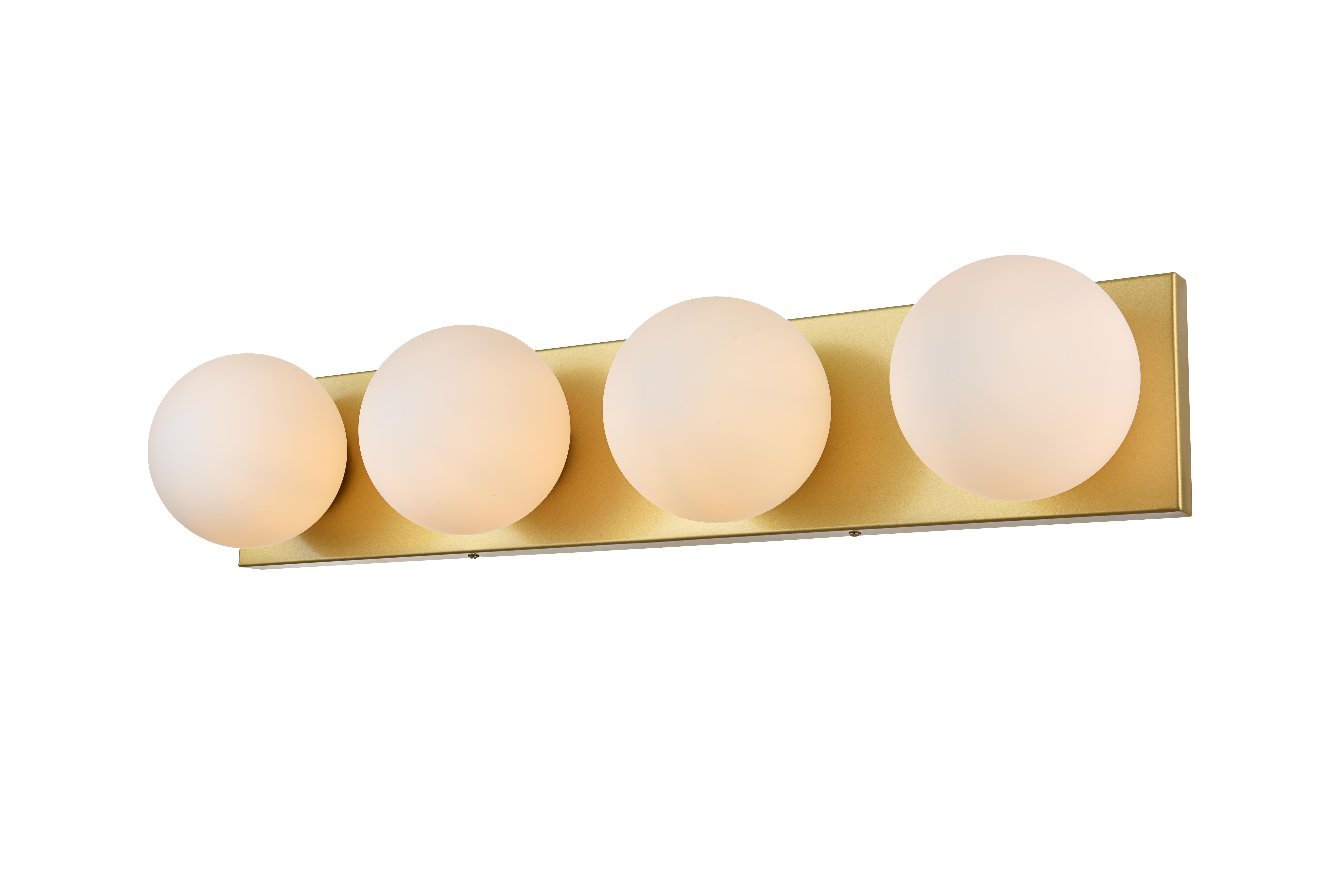Jaylin 4-Light Bath Sconce in Brass with Frosted White Glass - Image 3