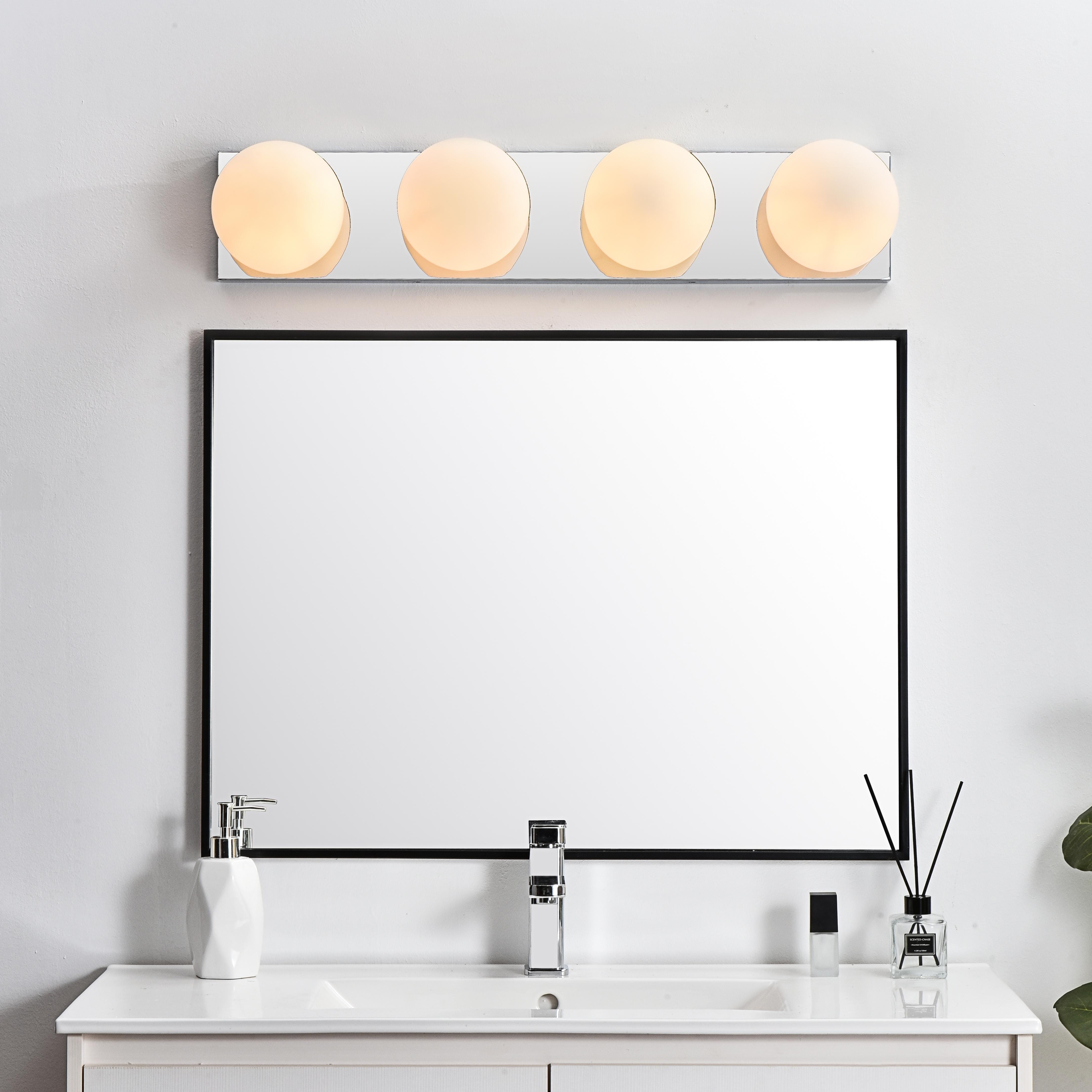 Jaylin 4-Light Bath Sconce in Chrome with Frosted White Glass - Image 2