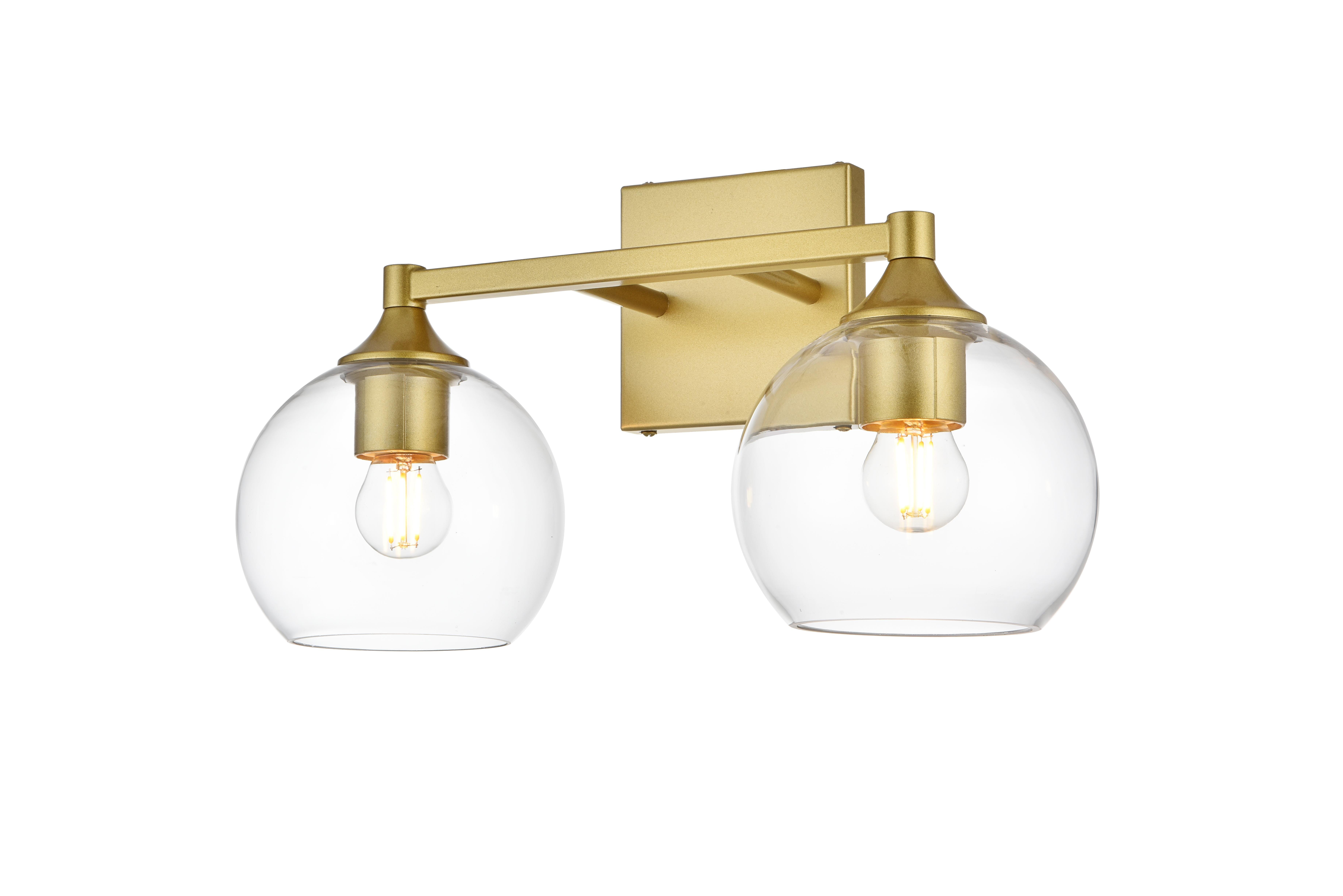 Foster Two Light Bath Sconce in Brass and Clear - Image 3