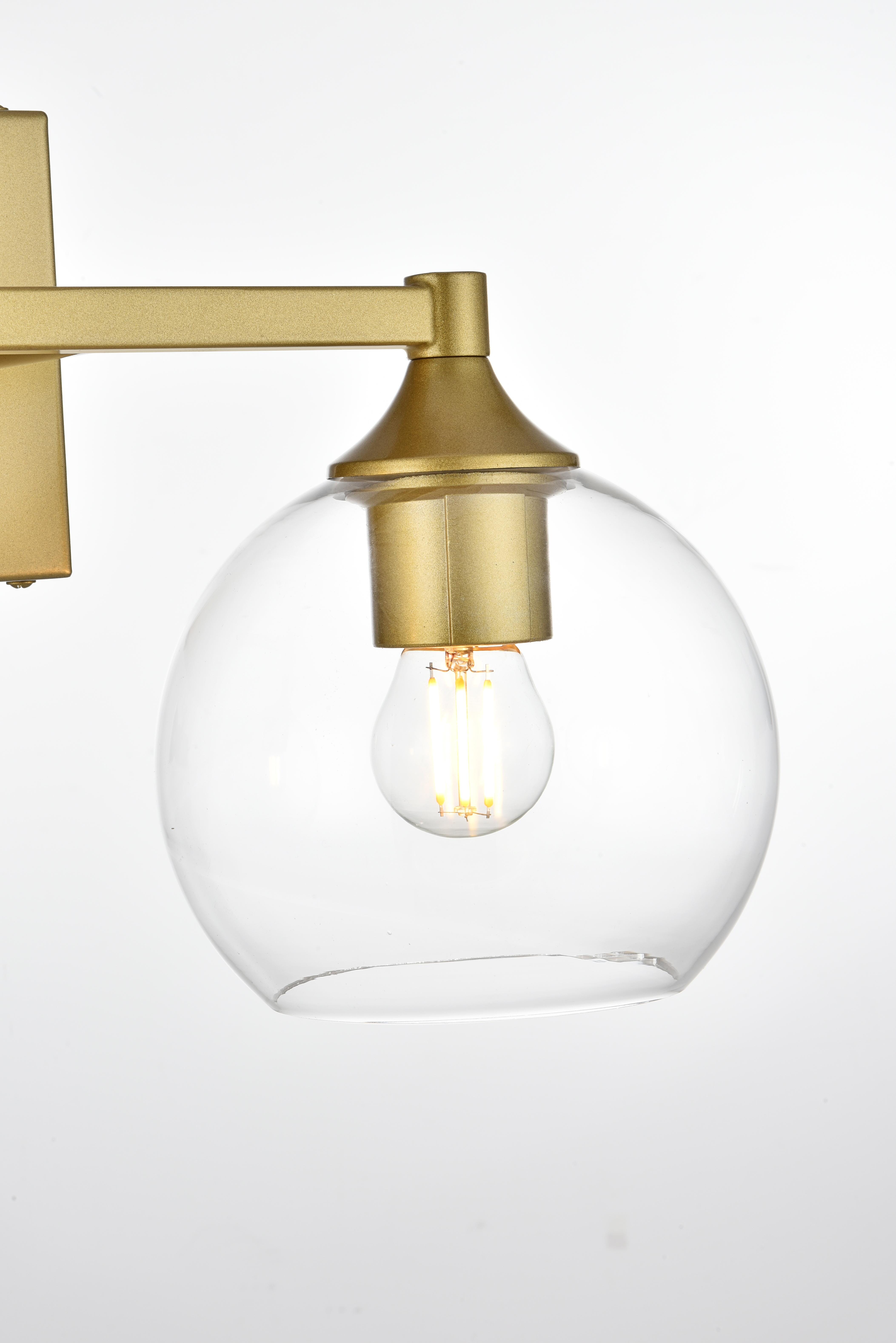 Foster Two Light Bath Sconce in Brass and Clear - Image 5