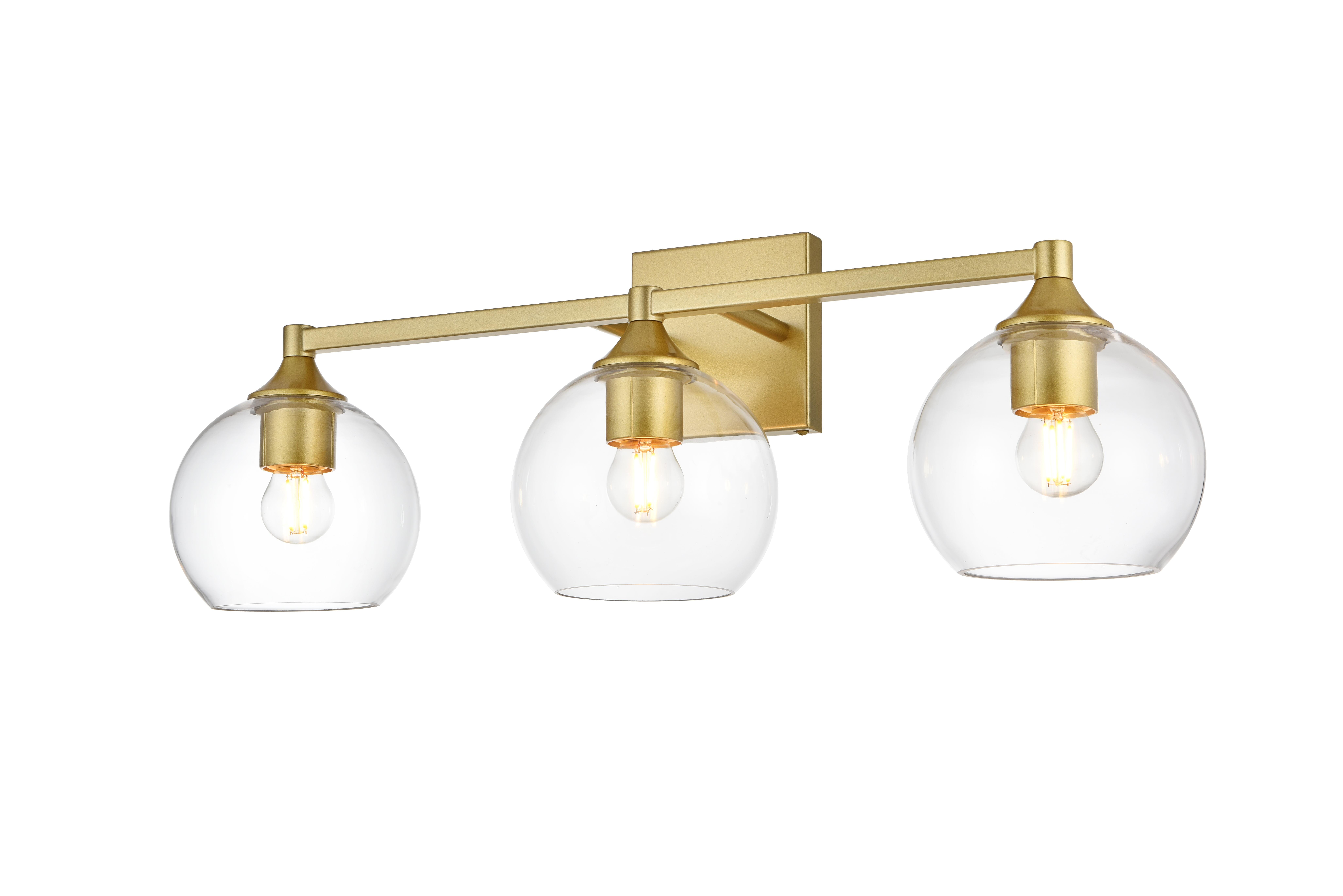 Foster Three Light Bath Sconce in Brass and Clear - Image 3
