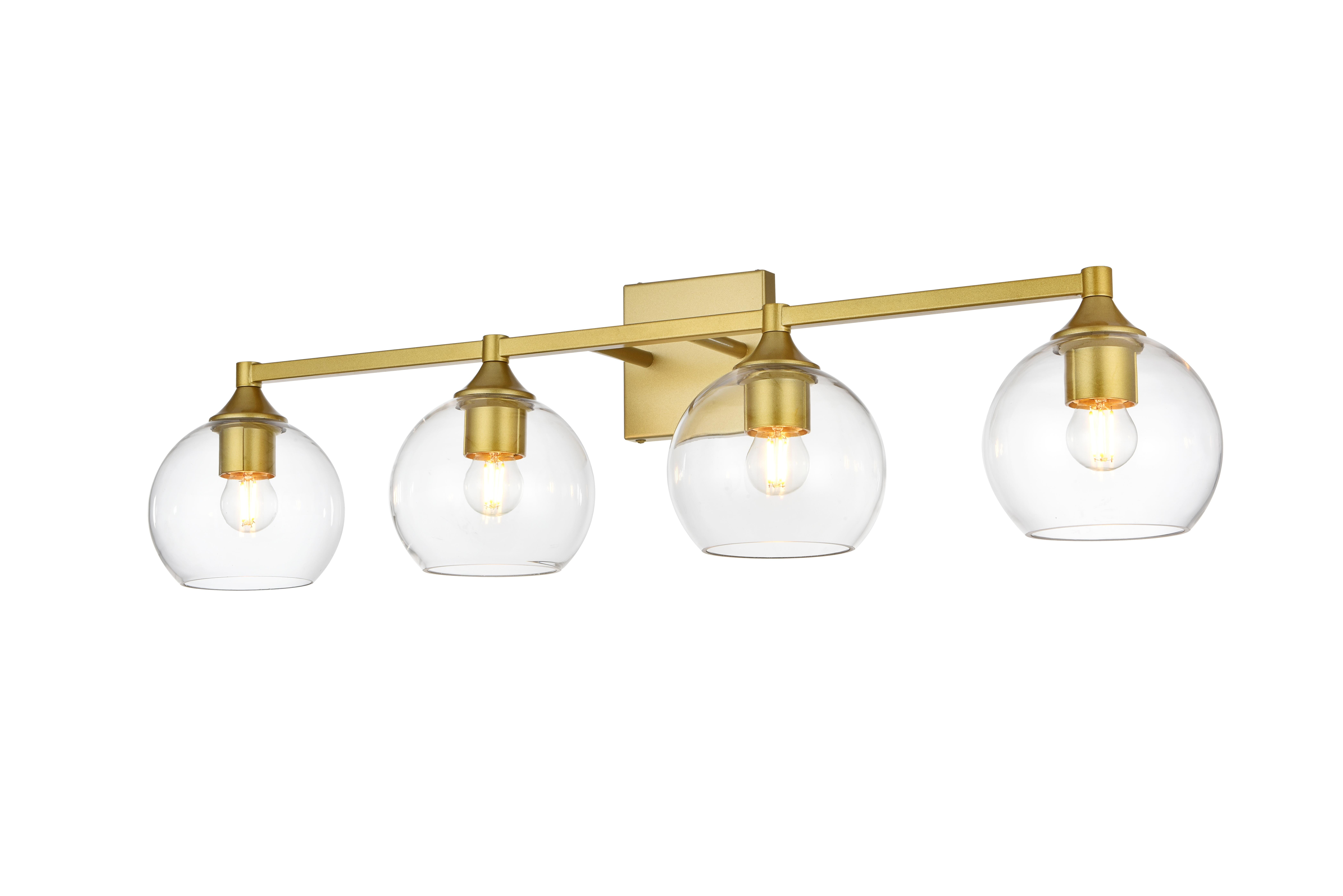 Foster Four Light Bath Sconce in Brass and Clear Glass - Image 3