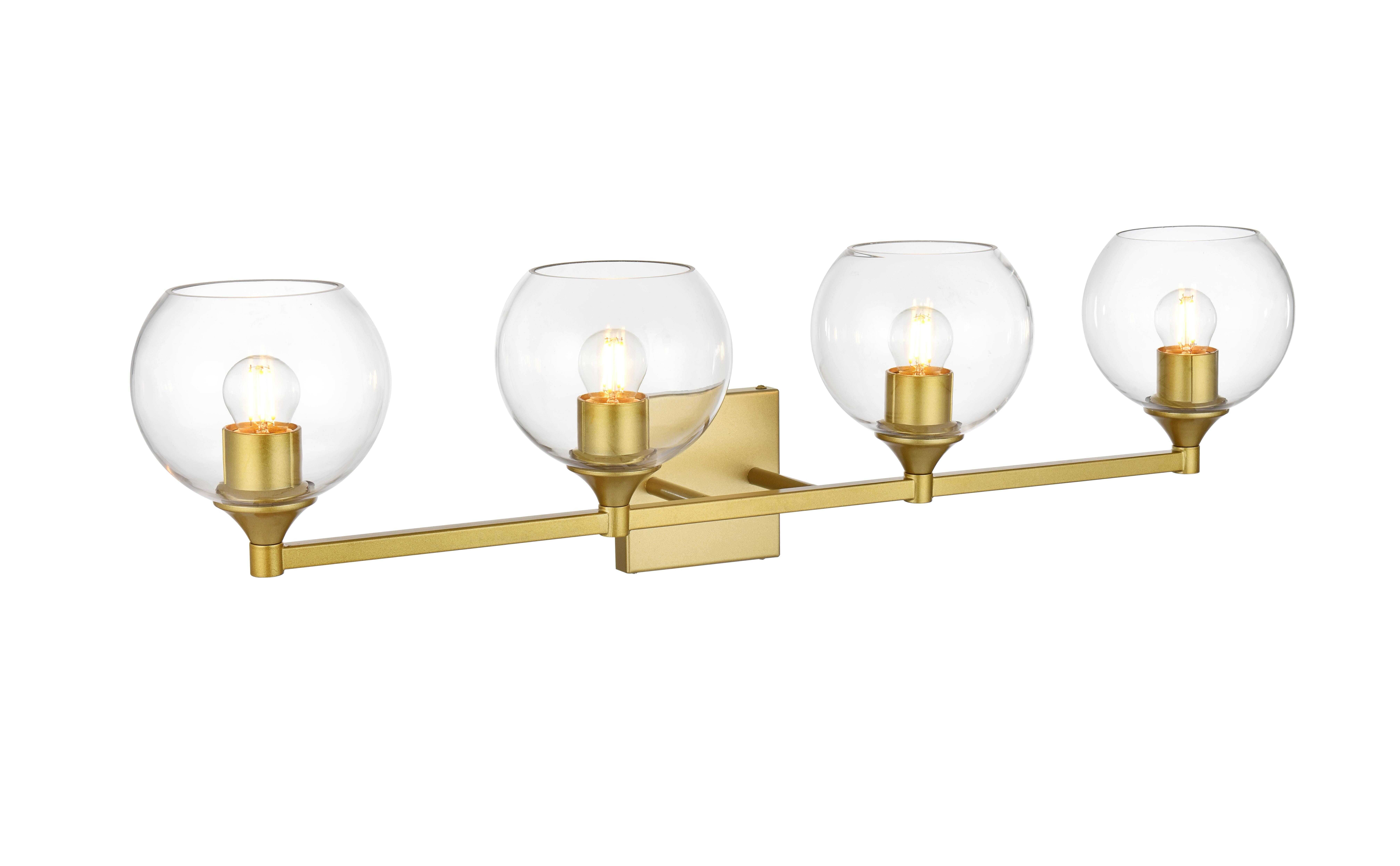 Foster Four Light Bath Sconce in Brass and Clear Glass - Image 4