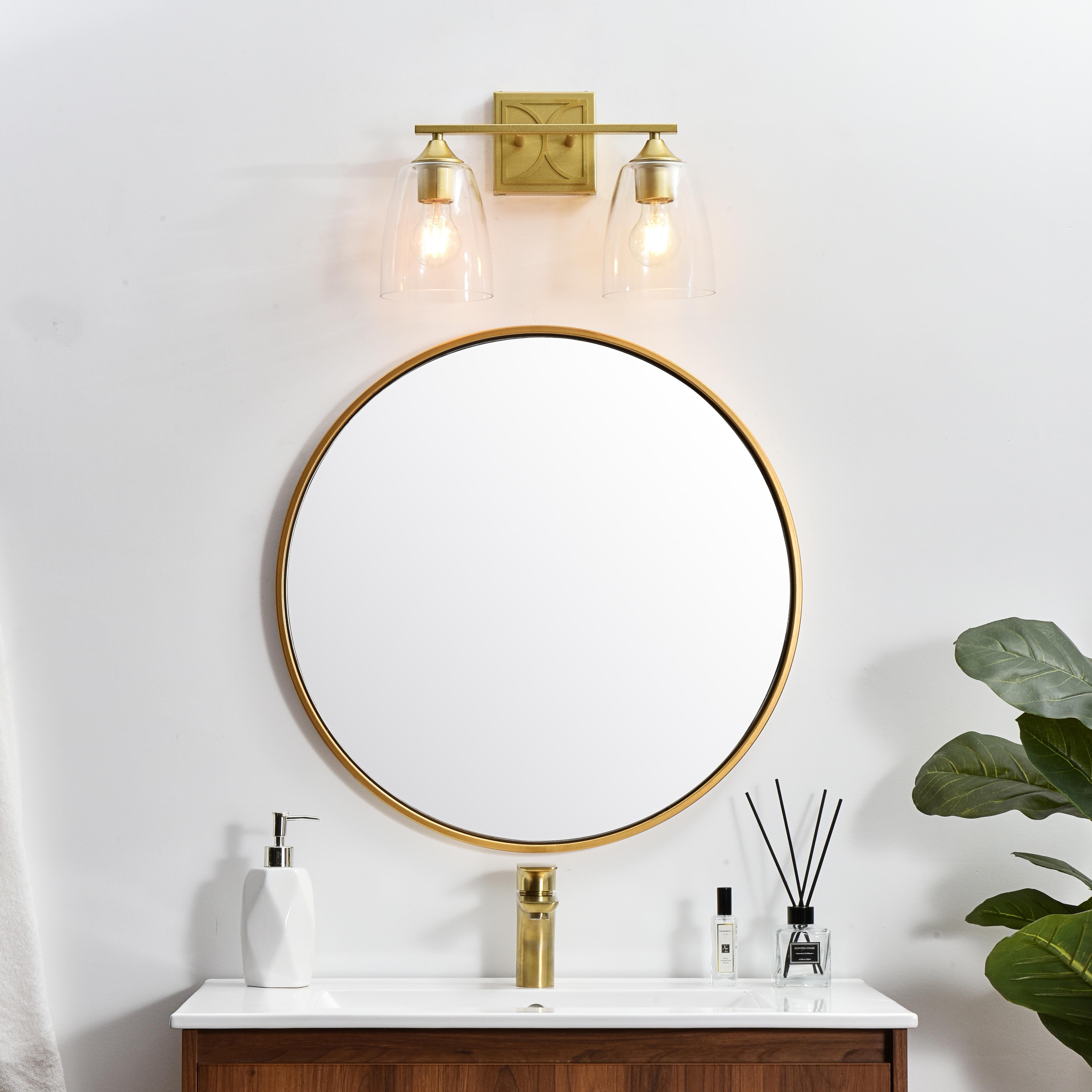 Specification Sheet
Dimensions
Length: 6.5"
Width: 15"
Height: 10"
Extension: 6.5"
Wire Length: 8"
Depth: 6.5"
Specifications
Assembly Required: Yes
Bulb Included: No
#N/A
Dimmable: Yes
Distressed Finish: No
Dry/Wet/Damp: Damp
ETL: yes
Finish (Color): Brass and Clear
Fixture Material: Iron and Glass
Hardware Finish: Brass
Harware Material: Iron
Max/Nominal Watt: 80W
Number of Lights: 2
Product Type: Vanity Lights
Product Warranty: 1 year limited
Socket Type: E26
Voltage: 110V
Wattage/Bulb: 40W
Weight: 4
Wire Included: Yes
Shipment type: Small Parcel
US Shipping Cost: $13.00 - alternate view