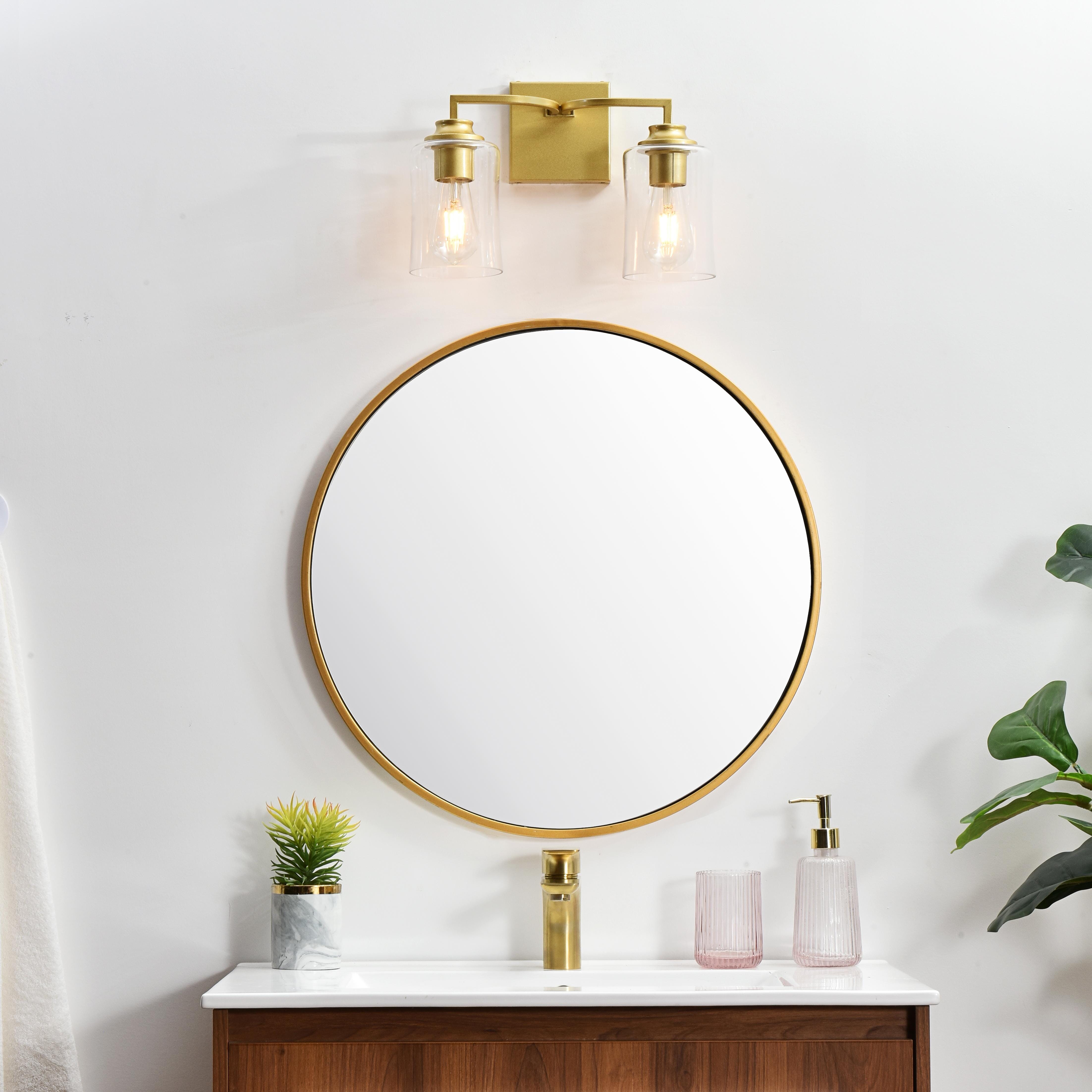 Specification Sheet
Dimensions
Length: 6"
Width: 14"
Height: 9"
Extension: 6"
Wire Length: 8"
Depth: 6"
Specifications
Assembly Required: Yes
Bulb Included: No
#N/A
Dimmable: Yes
Distressed Finish: No
Dry/Wet/Damp: Damp
ETL: yes
Finish (Color): Brass and Clear
Fixture Material: Iron and Glass
Hardware Finish: Brass
Harware Material: Iron
Max/Nominal Watt: 80W
Number of Lights: 2
Product Type: Vanity Lights
Product Warranty: 1 year limited
Socket Type: E26
Voltage: 110V
Wattage/Bulb: 40W
Weight: 3
Wire Included: Yes
Shipment type: Small Parcel
US Shipping Cost: $13.00 - alternate view
