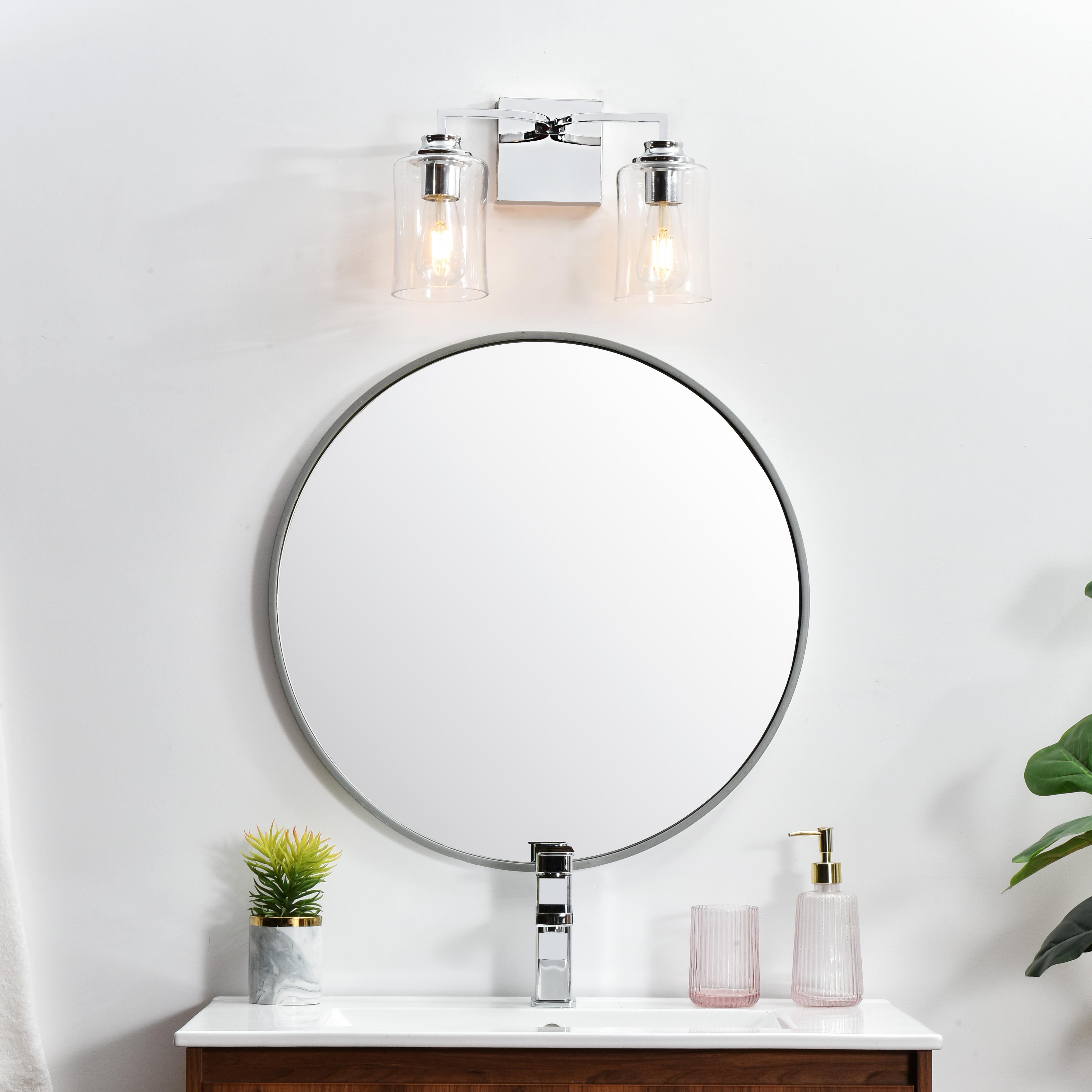 Specification Sheet
Dimensions
Length: 6"
Width: 14"
Height: 9"
Extension: 6"
Wire Length: 8"
Depth: 6"
Specifications
Assembly Required: Yes
Bulb Included: No
#N/A
Dimmable: Yes
Distressed Finish: No
Dry/Wet/Damp: Damp
ETL: yes
Finish (Color): Chrome and Clear
Fixture Material: Iron and Glass
Hardware Finish: Chrome
Harware Material: Iron
Max/Nominal Watt: 80W
Number of Lights: 2
Product Type: Vanity Lights
Product Warranty: 1 year limited
Socket Type: E26
Voltage: 110V
Wattage/Bulb: 40W
Weight: 3
Wire Included: Yes
Shipment type: Small Parcel
US Shipping Cost: $13.00 - alternate view