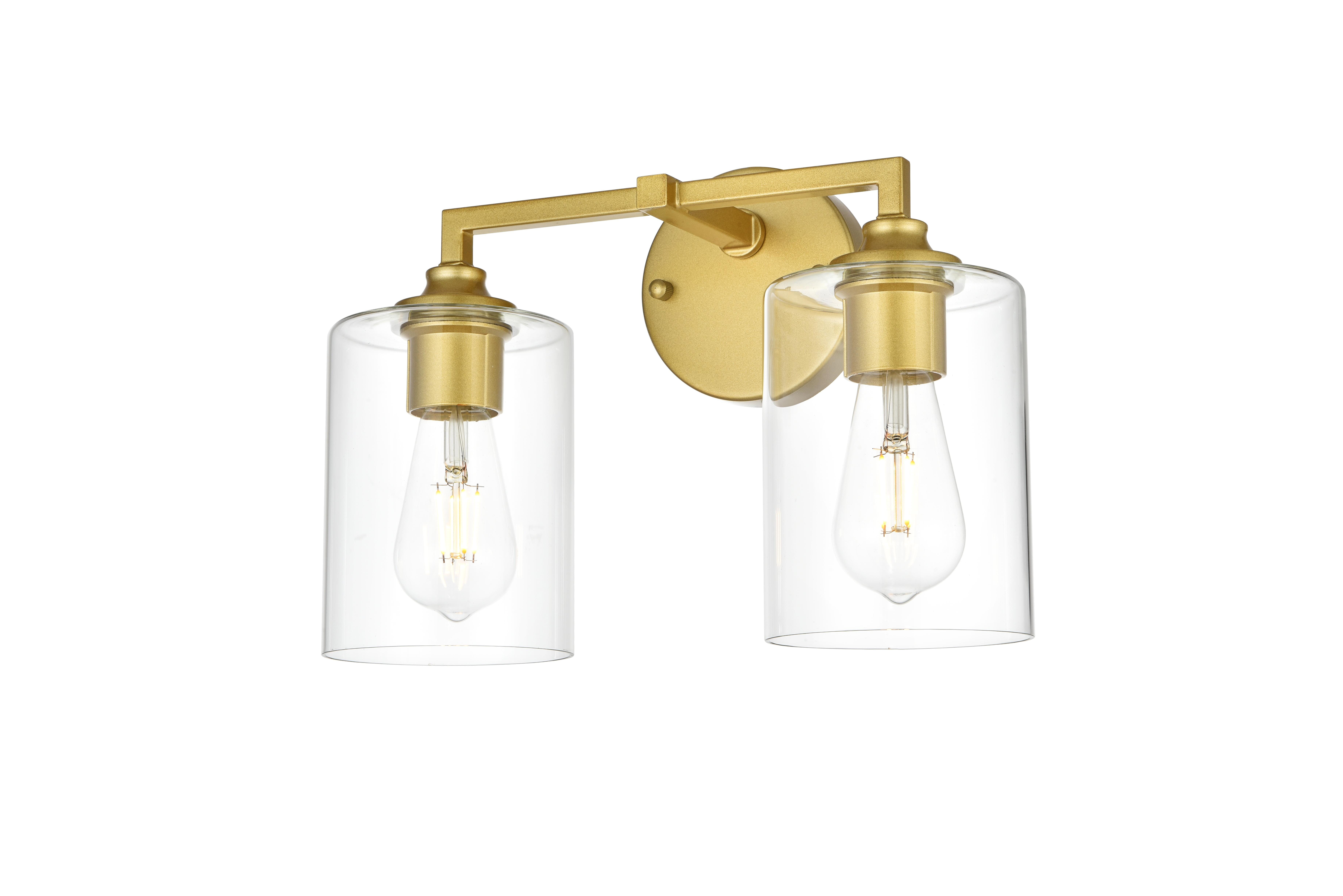 Mayson Two Light Bath Sconce in Brass and Clear Glass - Image 3