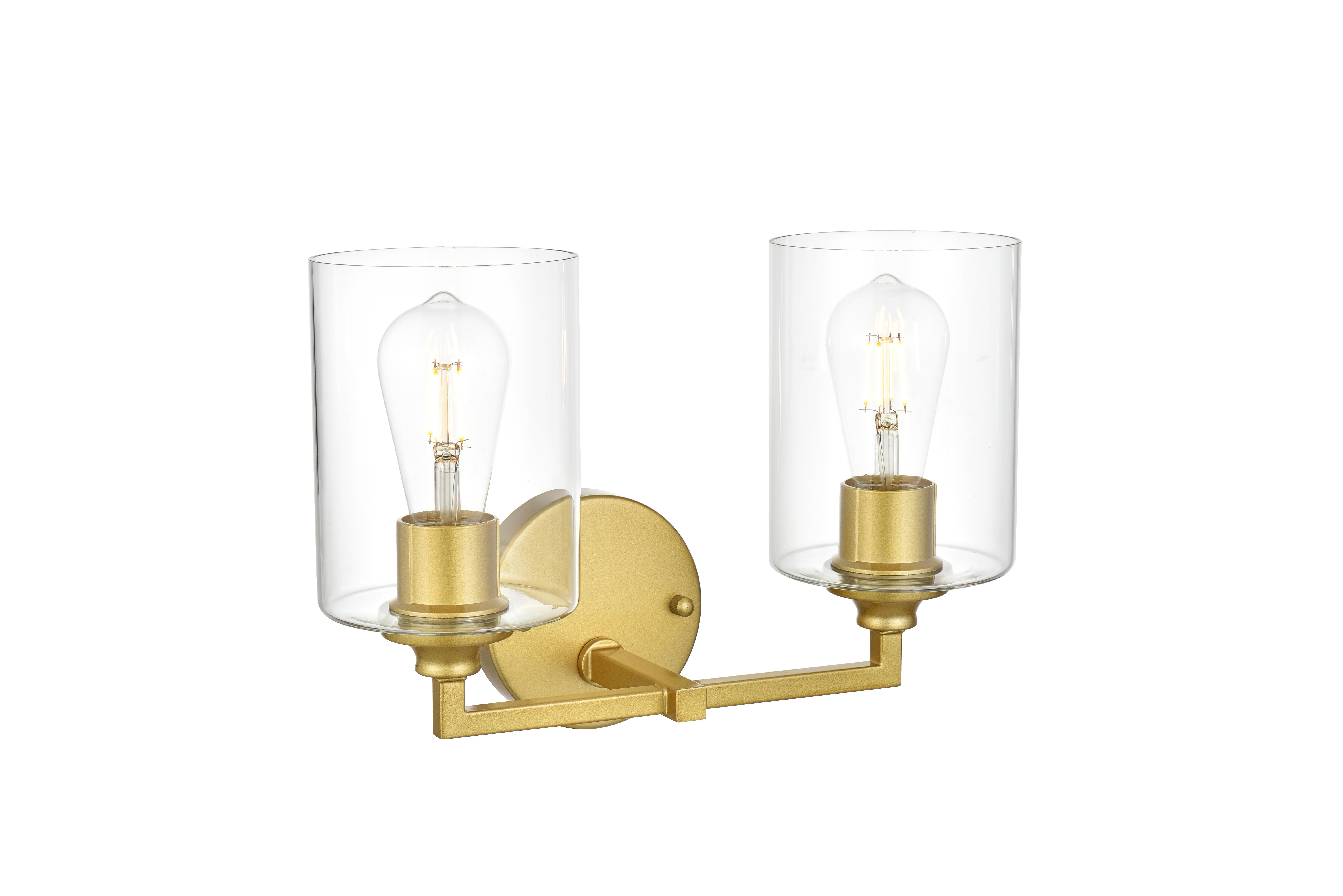 Mayson Two Light Bath Sconce in Brass and Clear Glass - Image 4