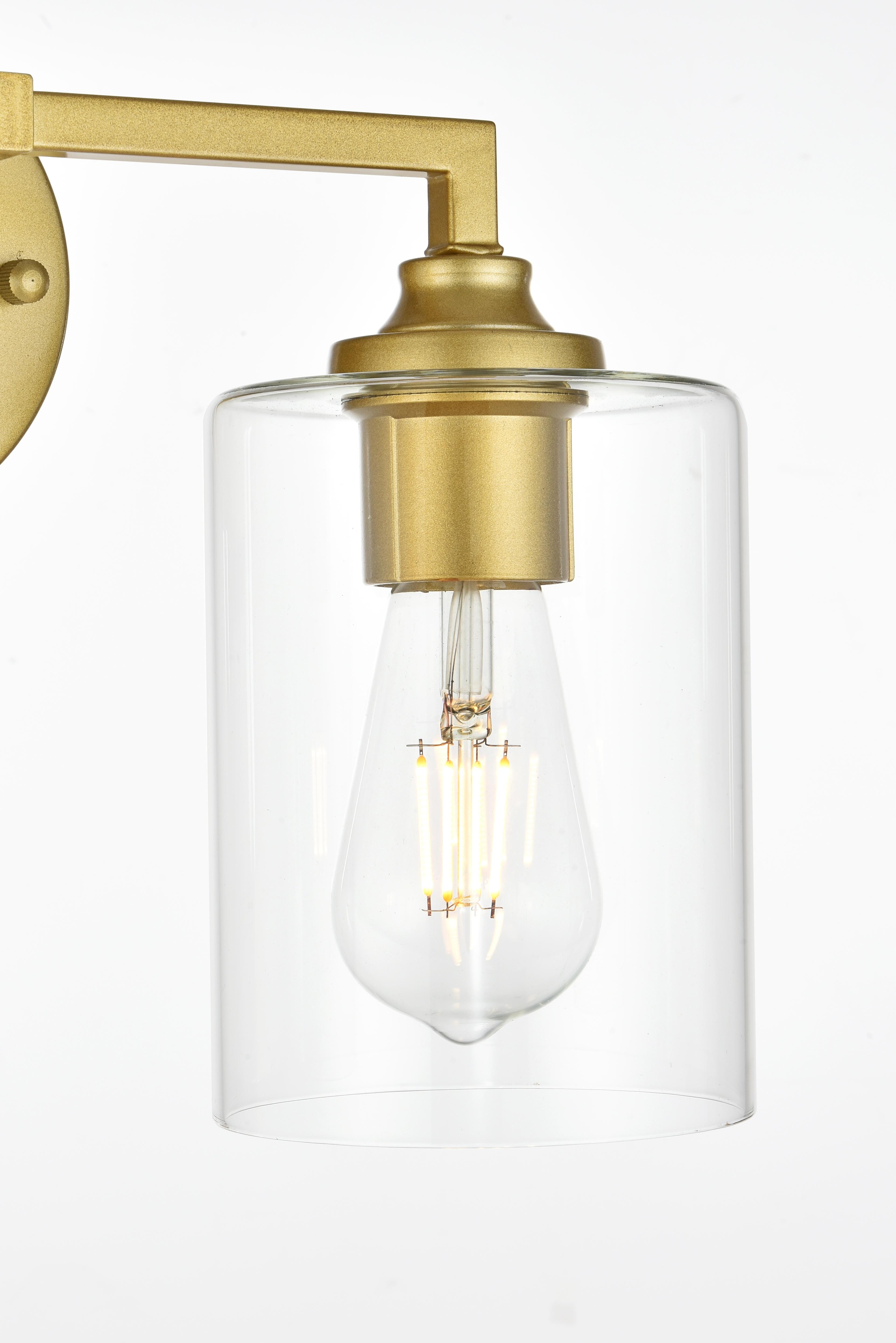 Mayson Two Light Bath Sconce in Brass and Clear Glass - Image 5