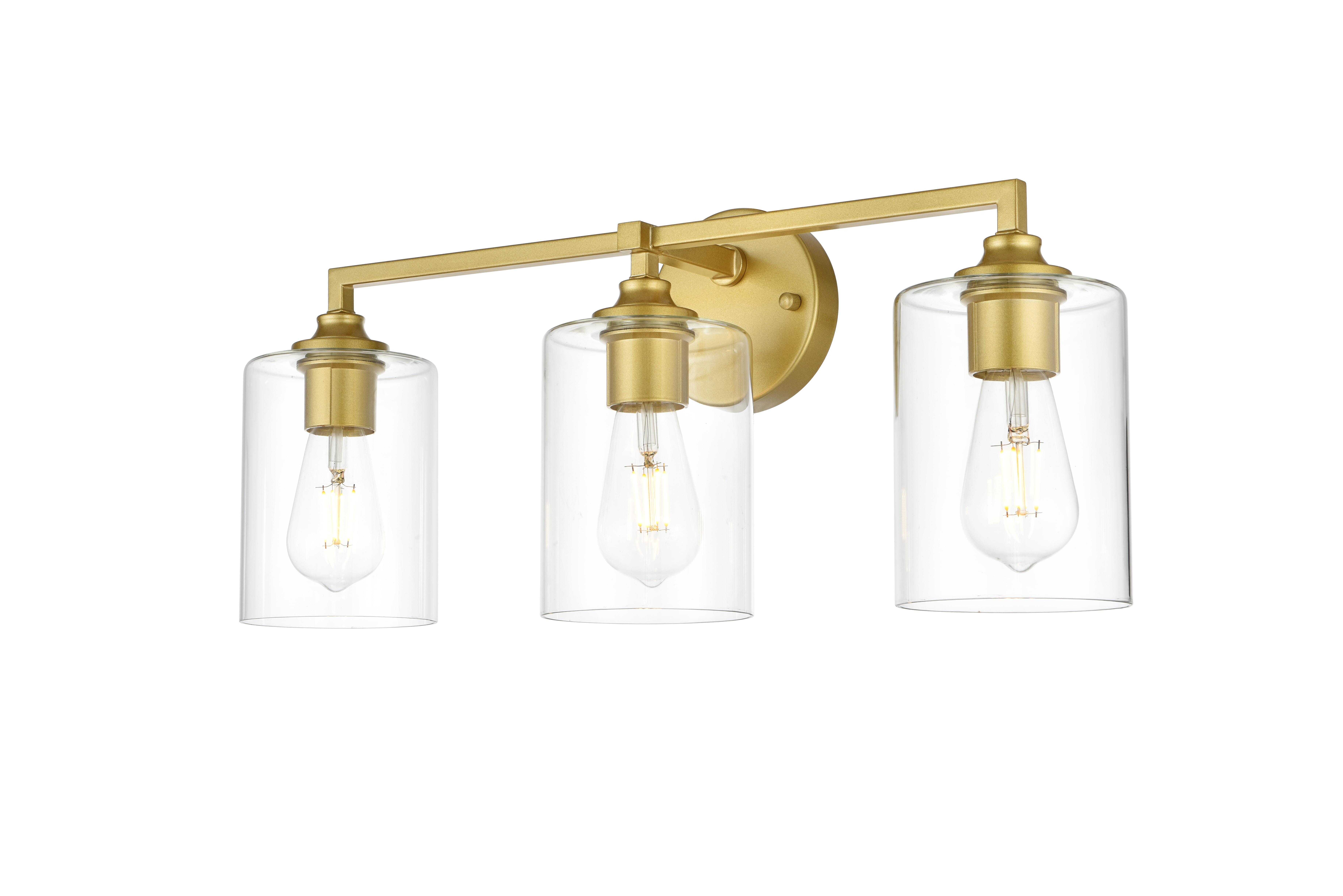 Mayson 3-Light Bath Sconce in Brass and Clear Glass - Image 3