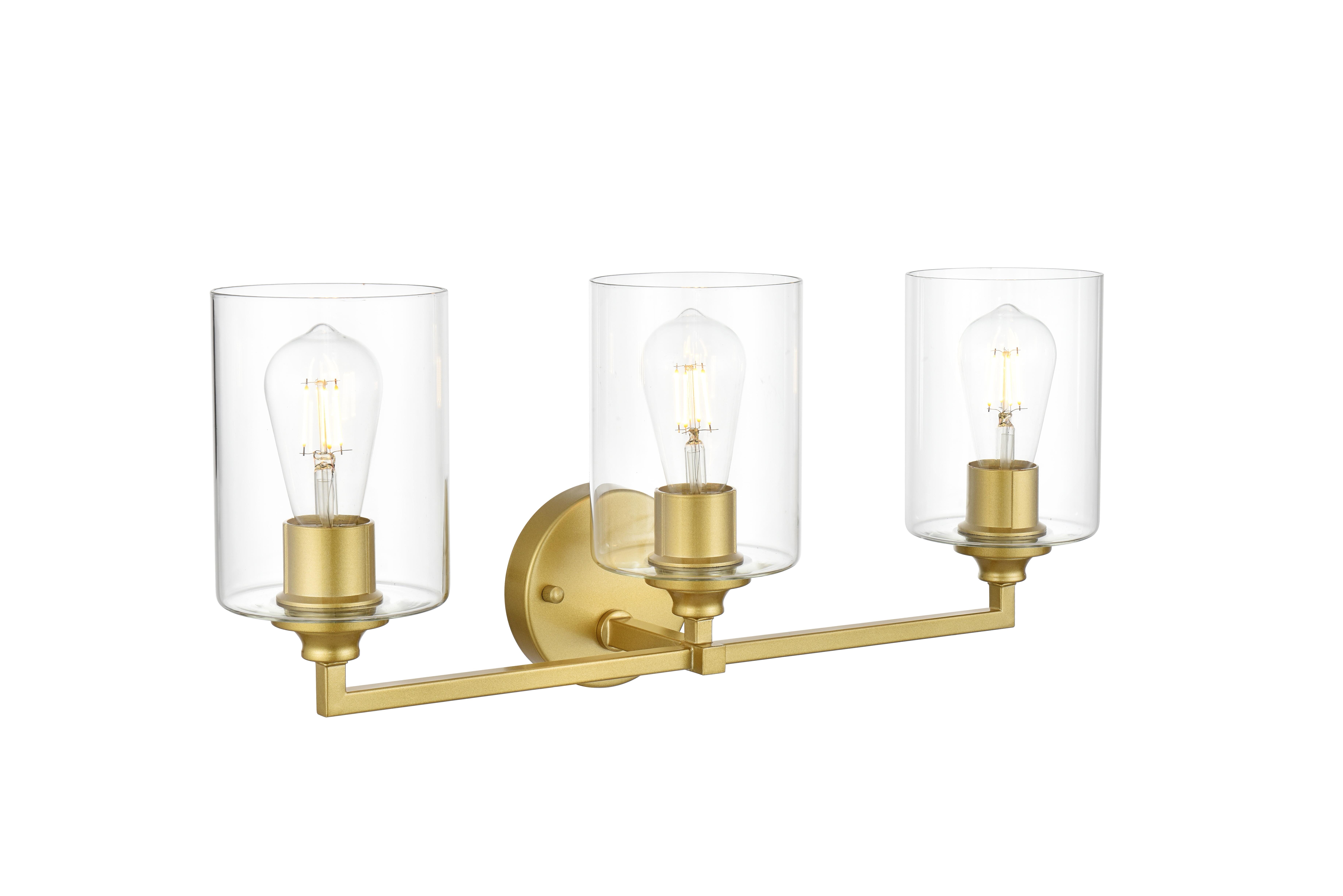 Mayson 3-Light Bath Sconce in Brass and Clear Glass - Image 4