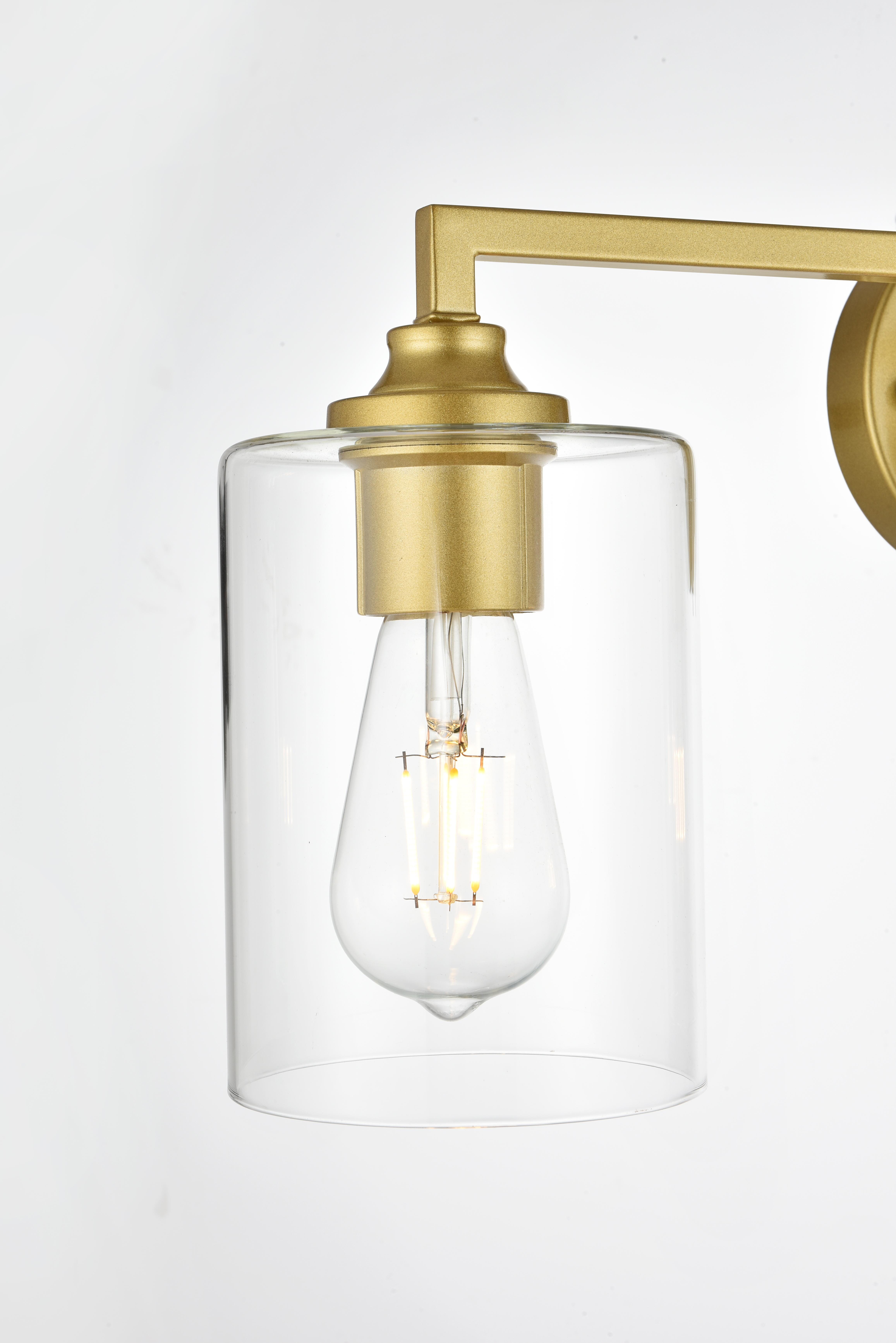 Mayson 3-Light Bath Sconce in Brass and Clear Glass - Image 5
