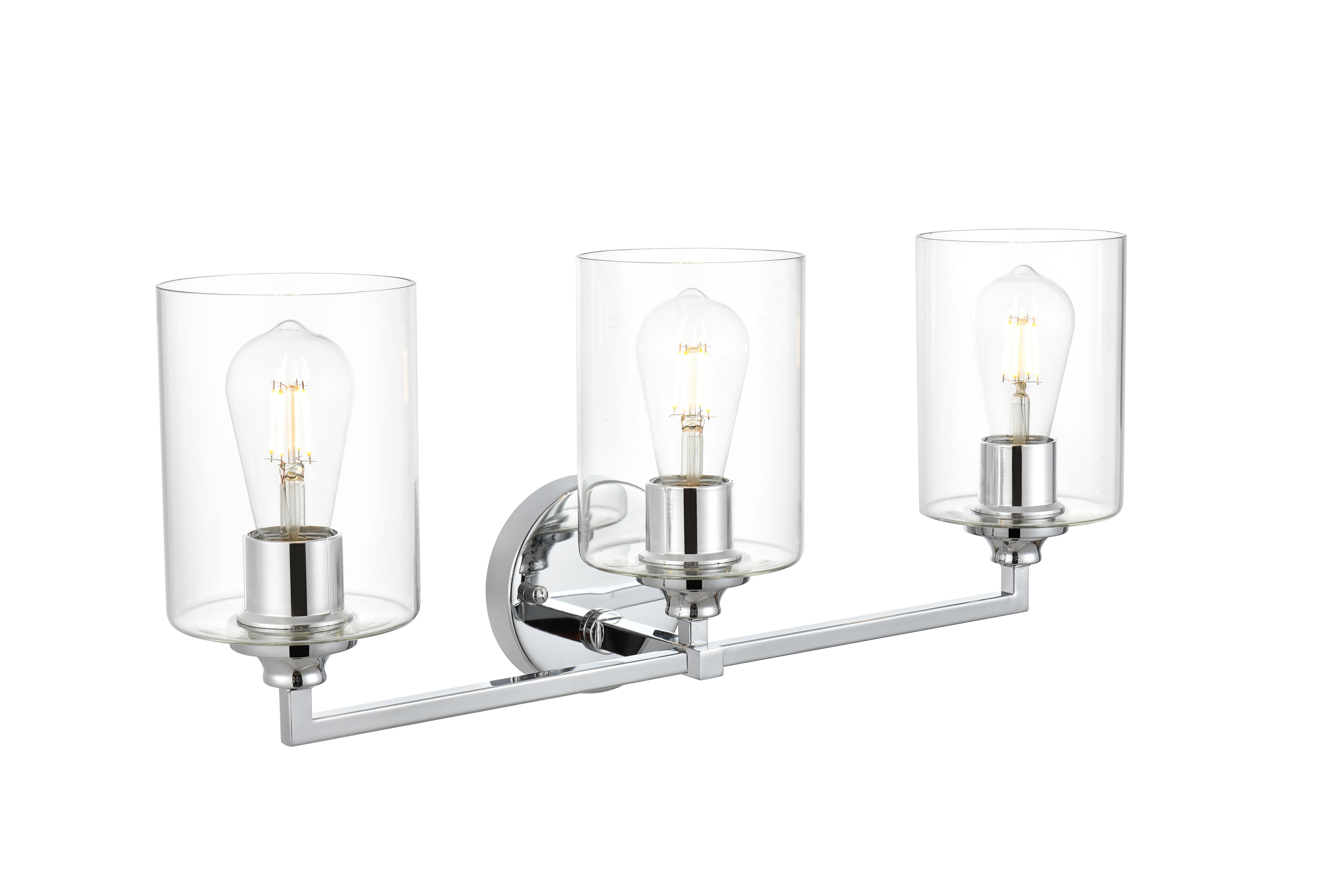 Mayson 3-Light Bath Sconce in Chrome with Clear Glass - Image 4