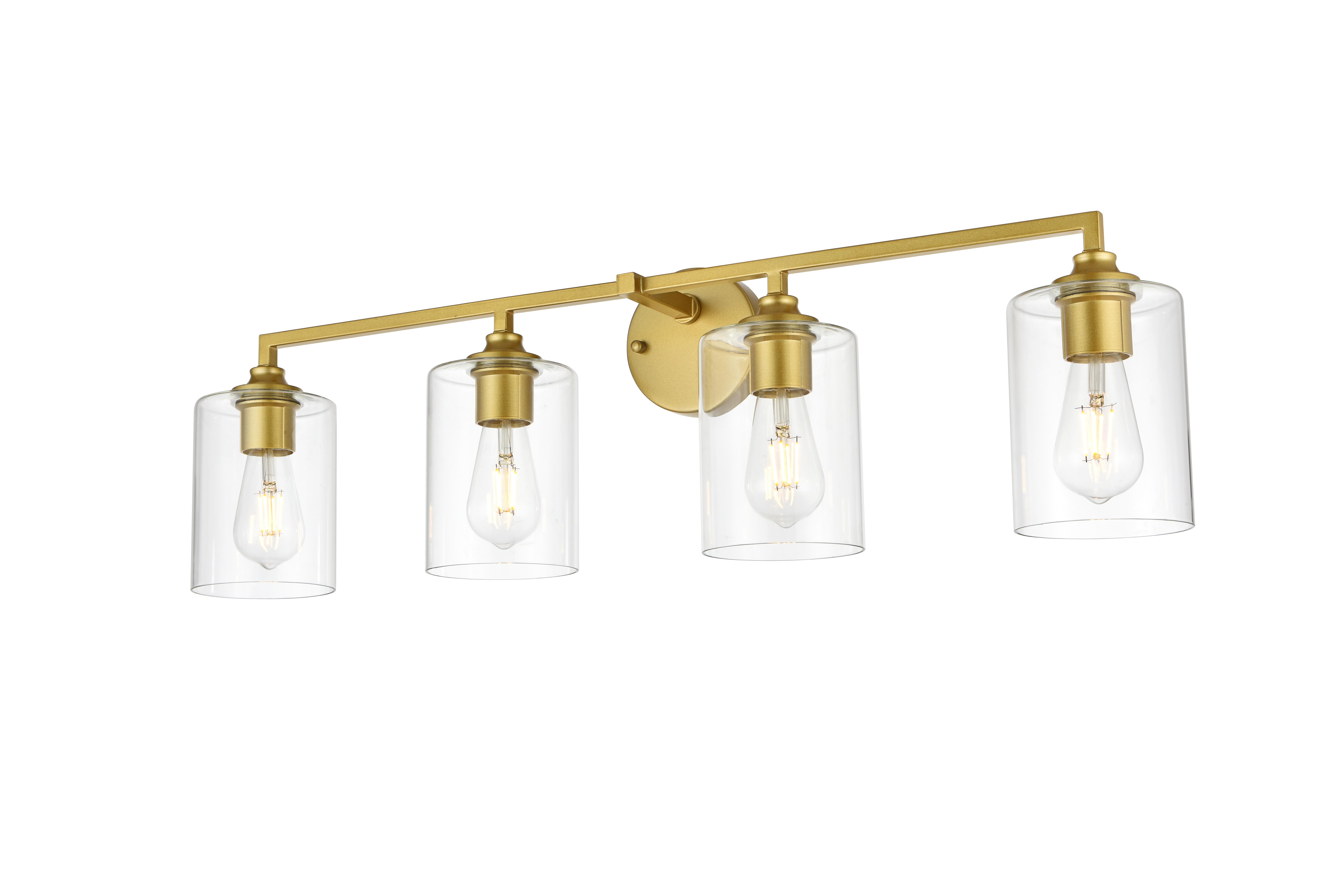 Mayson 4-Light Bath Sconce in Brass and Clear Glass - Image 3