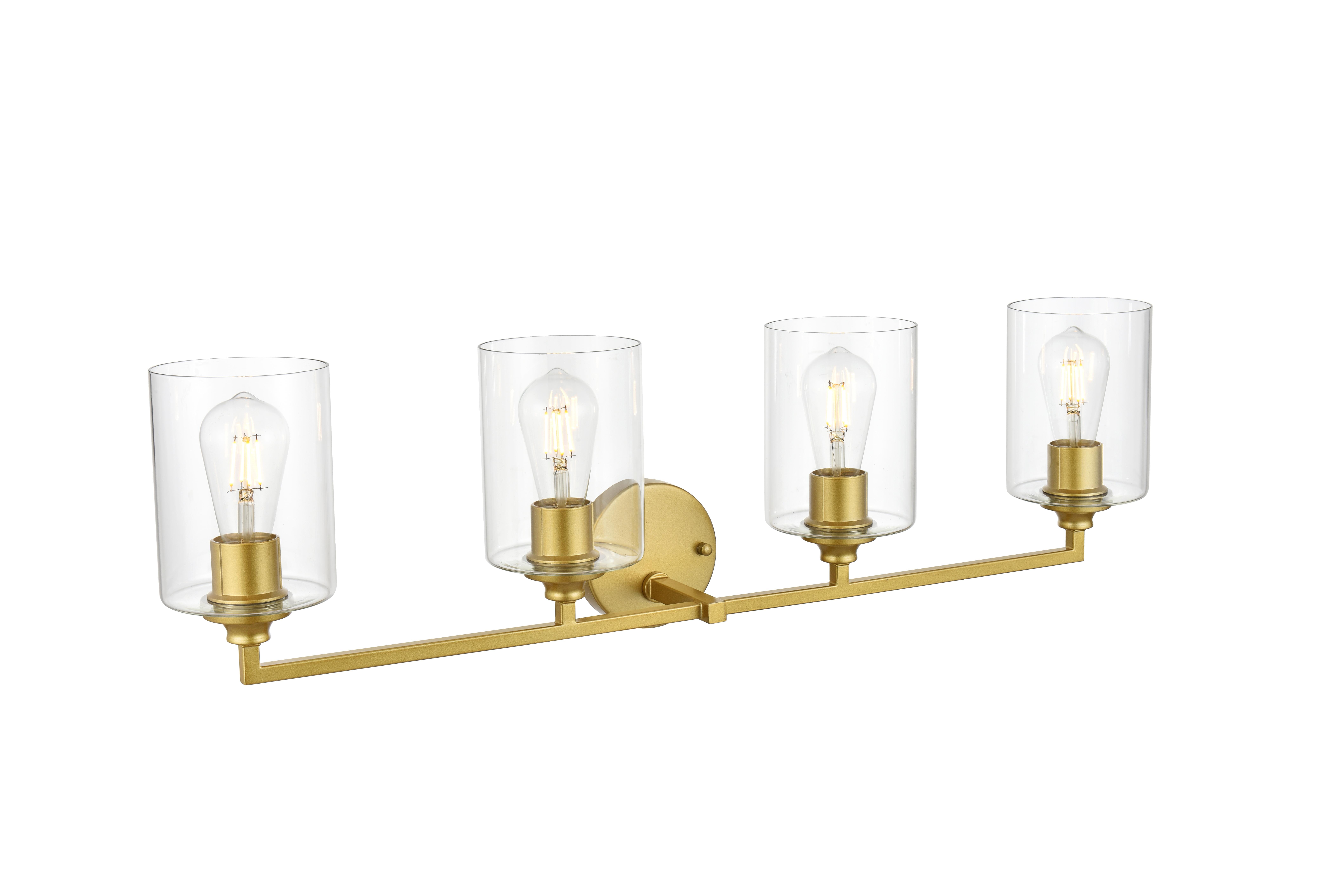 Mayson 4-Light Bath Sconce in Brass and Clear Glass - Image 4