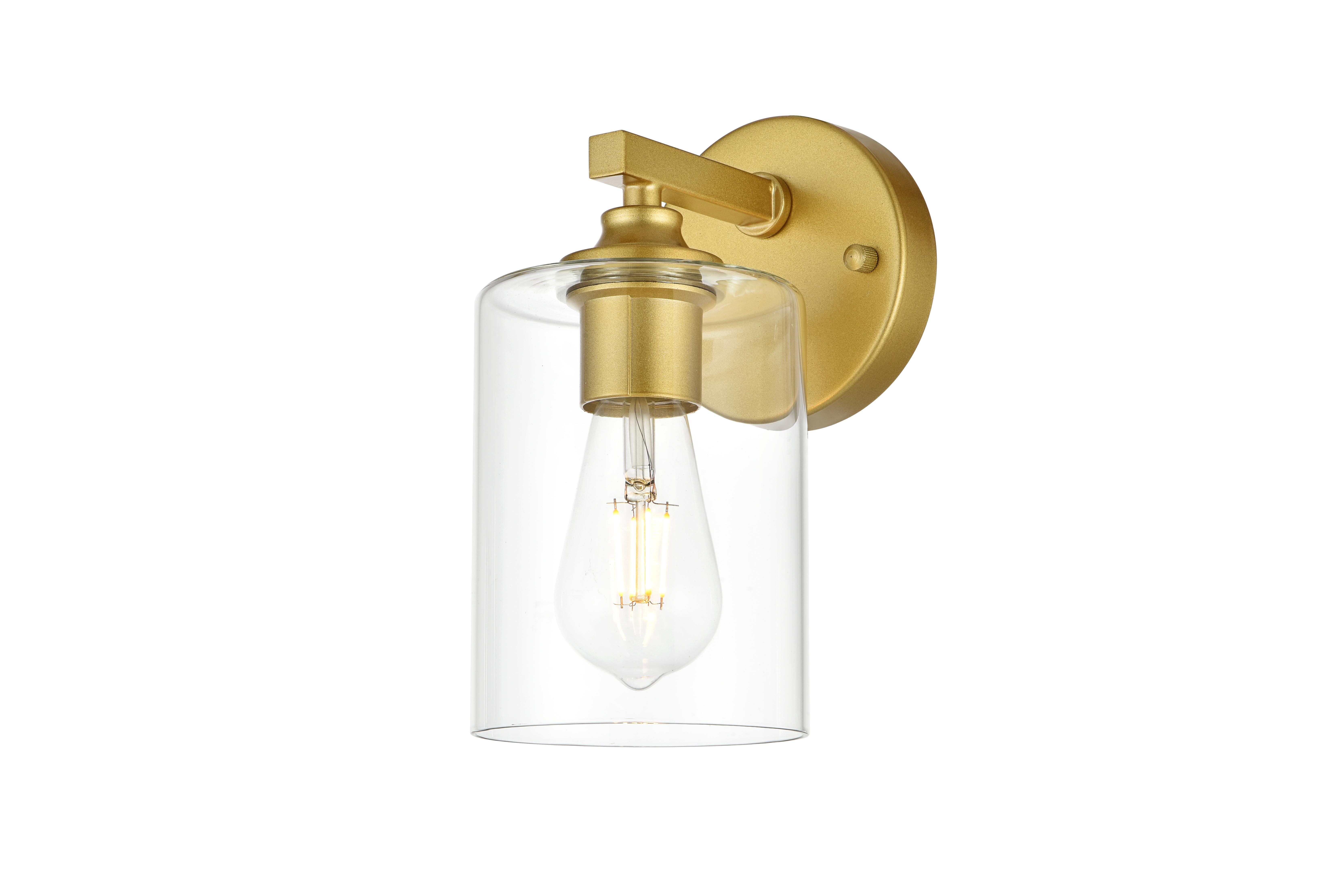 Mayson One Light Bath Sconce in Brass and Clear Glass - Image 3