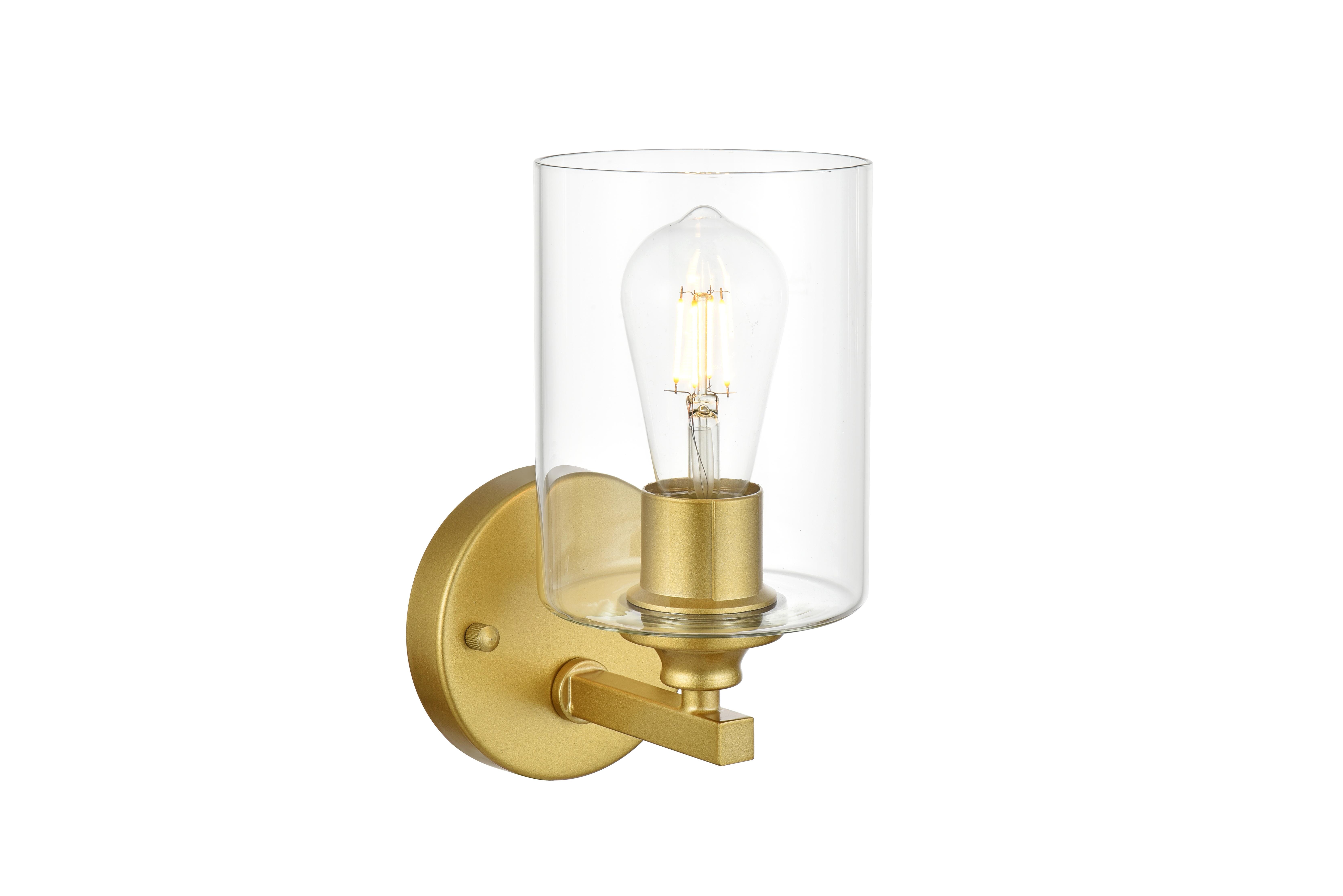 Mayson One Light Bath Sconce in Brass and Clear Glass - Image 4