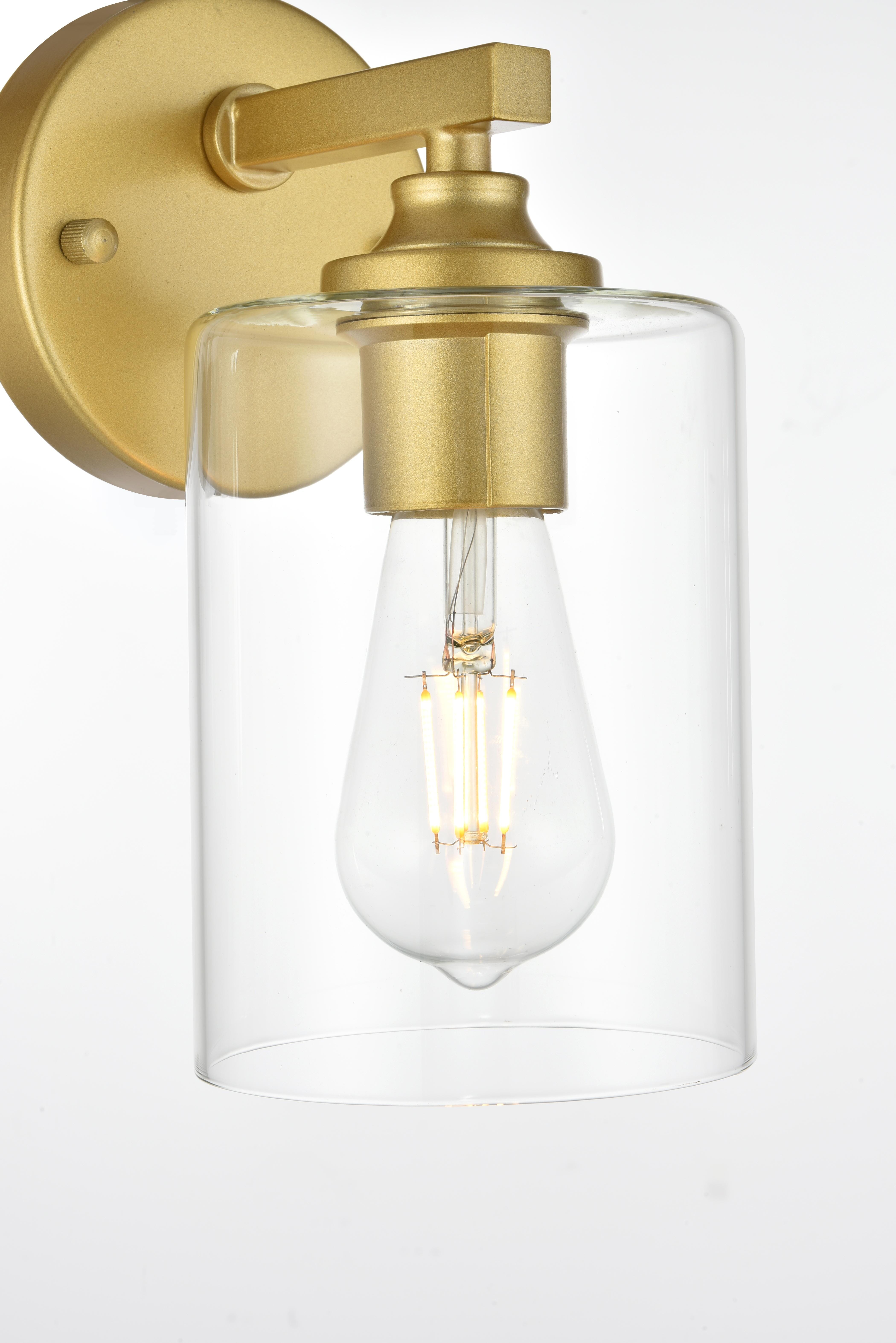 Mayson One Light Bath Sconce in Brass and Clear Glass - Image 5
