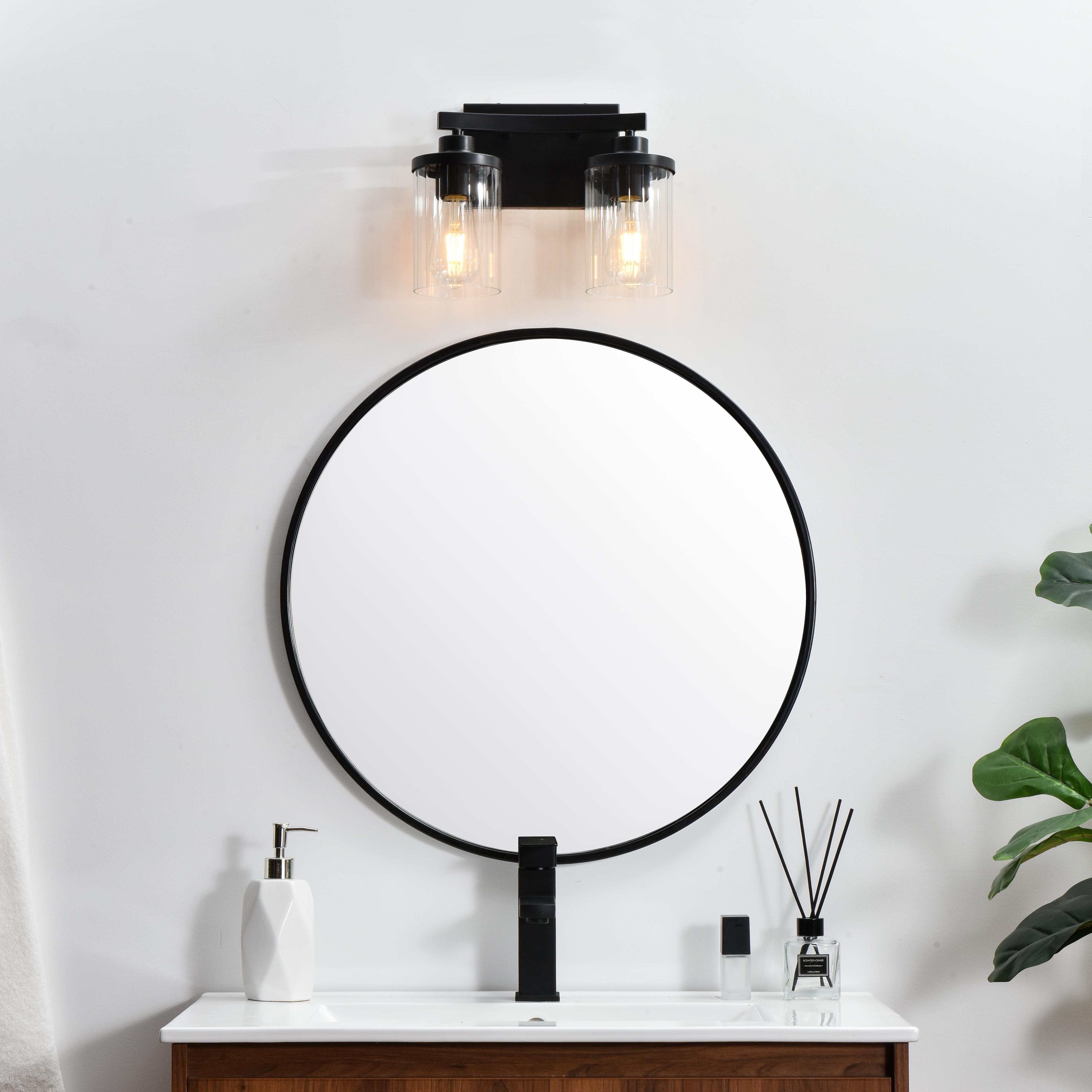 Specification Sheet
Dimensions
Length: 5.6"
Width: 12"
Height: 10"
Extension: 6"
Wire Length: 8"
Depth: 6"
Specifications
Assembly Required: Yes
Bulb Included: No
#N/A
Dimmable: Yes
Distressed Finish: No
Dry/Wet/Damp: Damp
ETL: yes
Finish (Color): Black and Clear
Fixture Material: Iron and Glass
Hardware Finish: Black
Harware Material: Iron
Max/Nominal Watt: 80W
Number of Lights: 2
Product Type: Vanity Lights
Product Warranty: 1 year limited
Socket Type: E26
Voltage: 110V
Wattage/Bulb: 40W
Weight: 3
Wire Included: Yes
Shipment type: Small Parcel
US Shipping Cost: $13.00 - alternate view