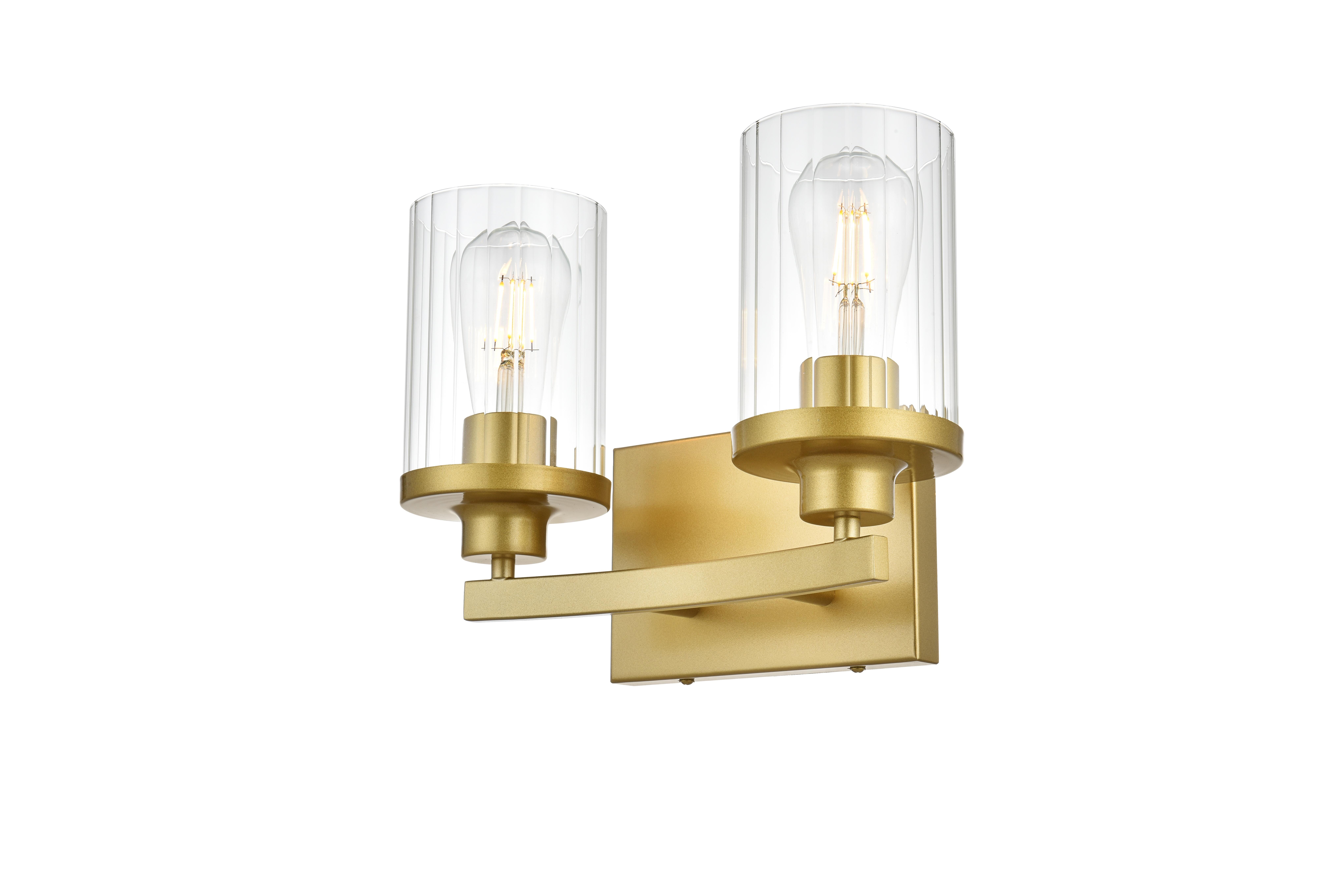 Saanvi Two Light Bath Sconce in Brass and Clear Glass - Image 3