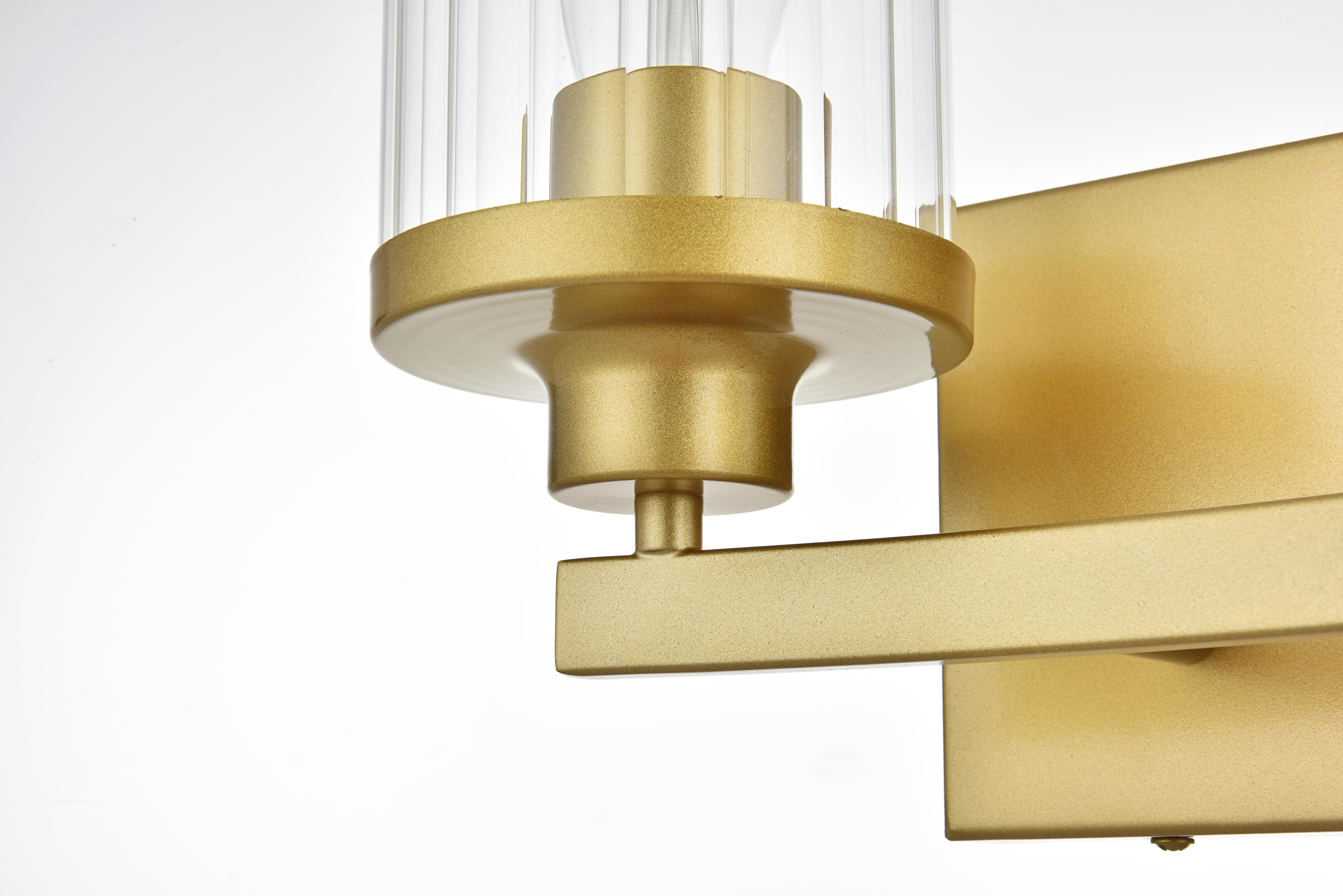Saanvi Two Light Bath Sconce in Brass and Clear Glass - Image 4
