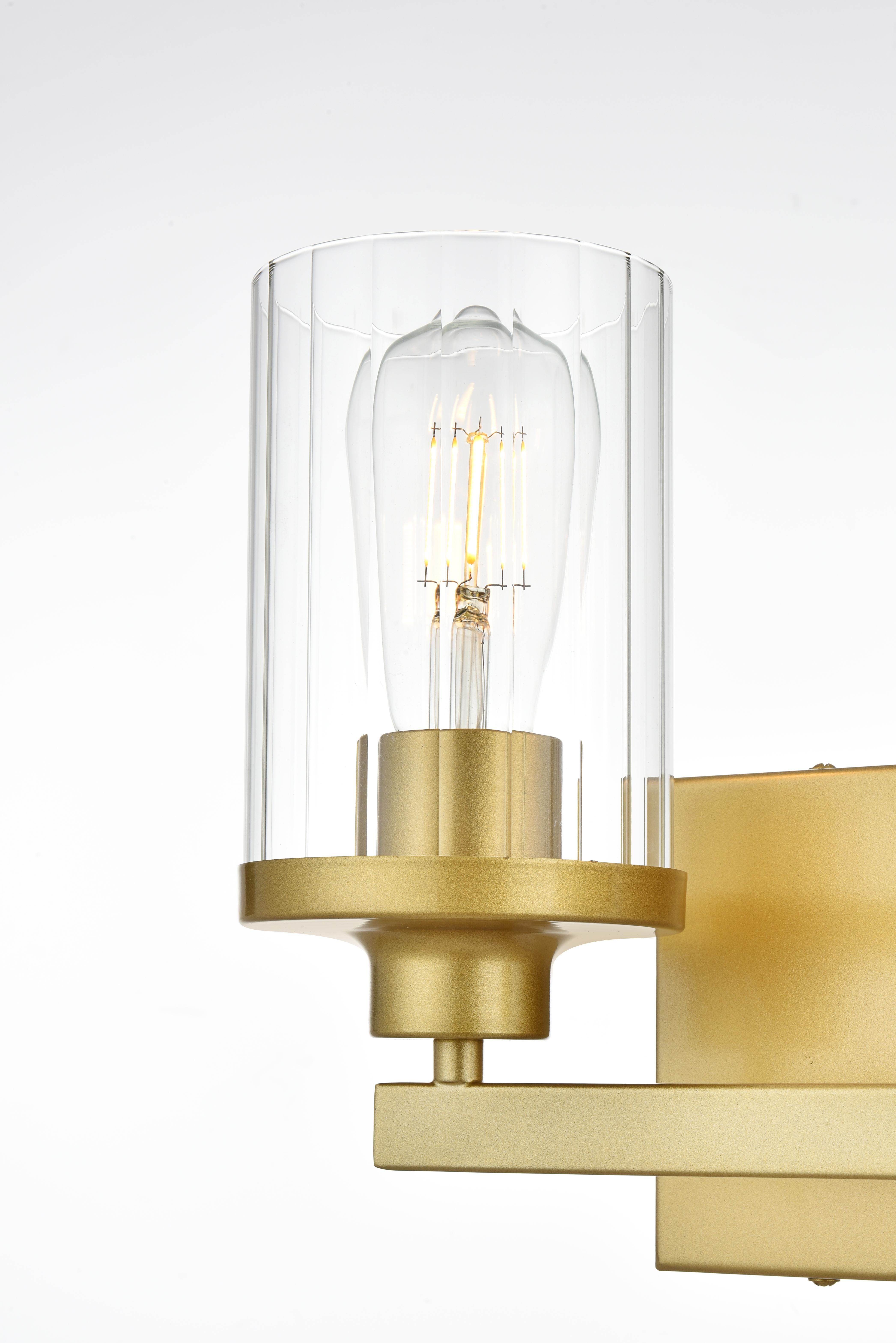 Saanvi Two Light Bath Sconce in Brass and Clear Glass - Image 5