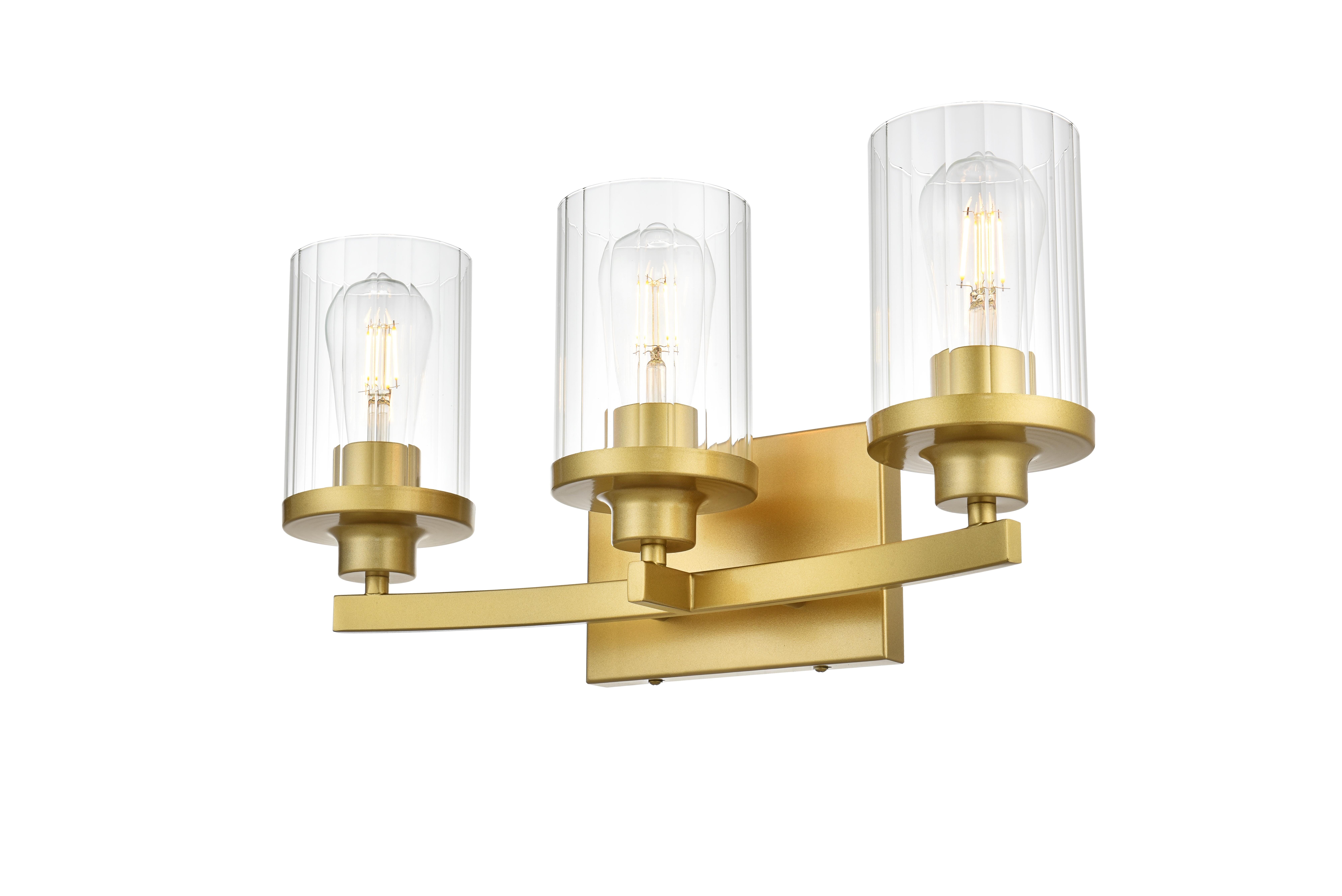 Saanvi 3-Light Bath Sconce in Brass and Clear Glass - Image 3
