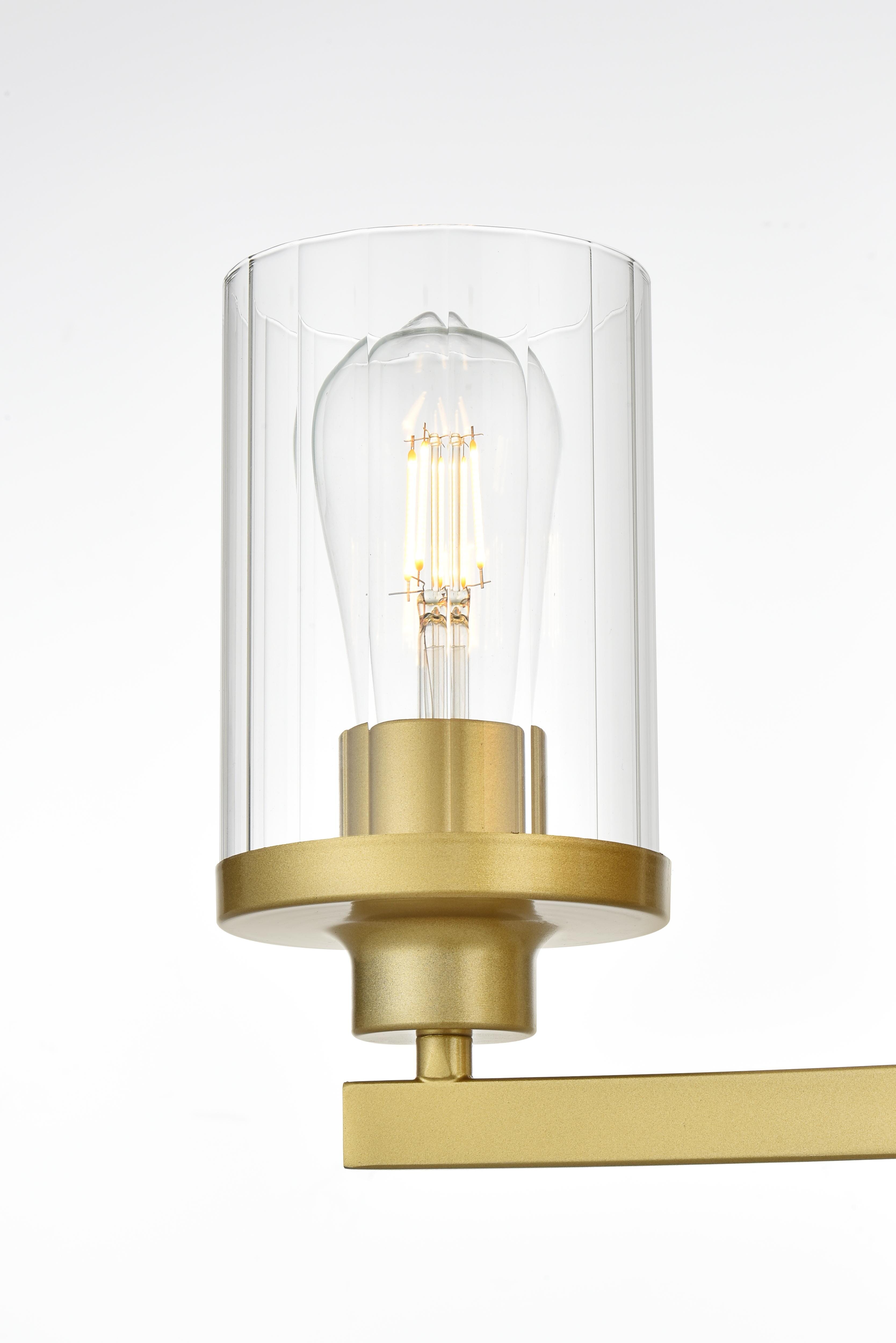 Saanvi 3-Light Bath Sconce in Brass and Clear Glass - Image 4