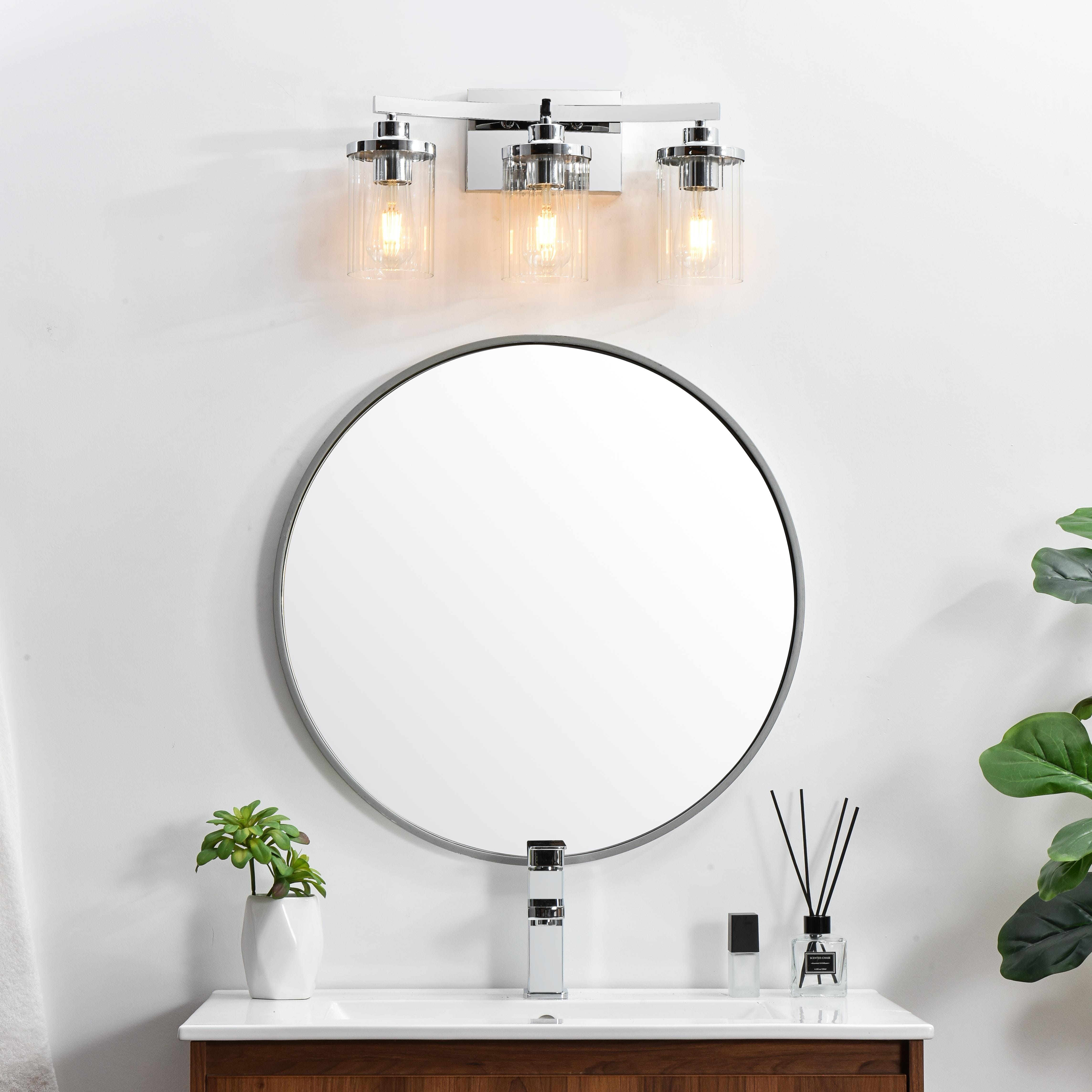 Saanvi 3-Light Bath Sconce in Chrome with Clear Glass - Image 2