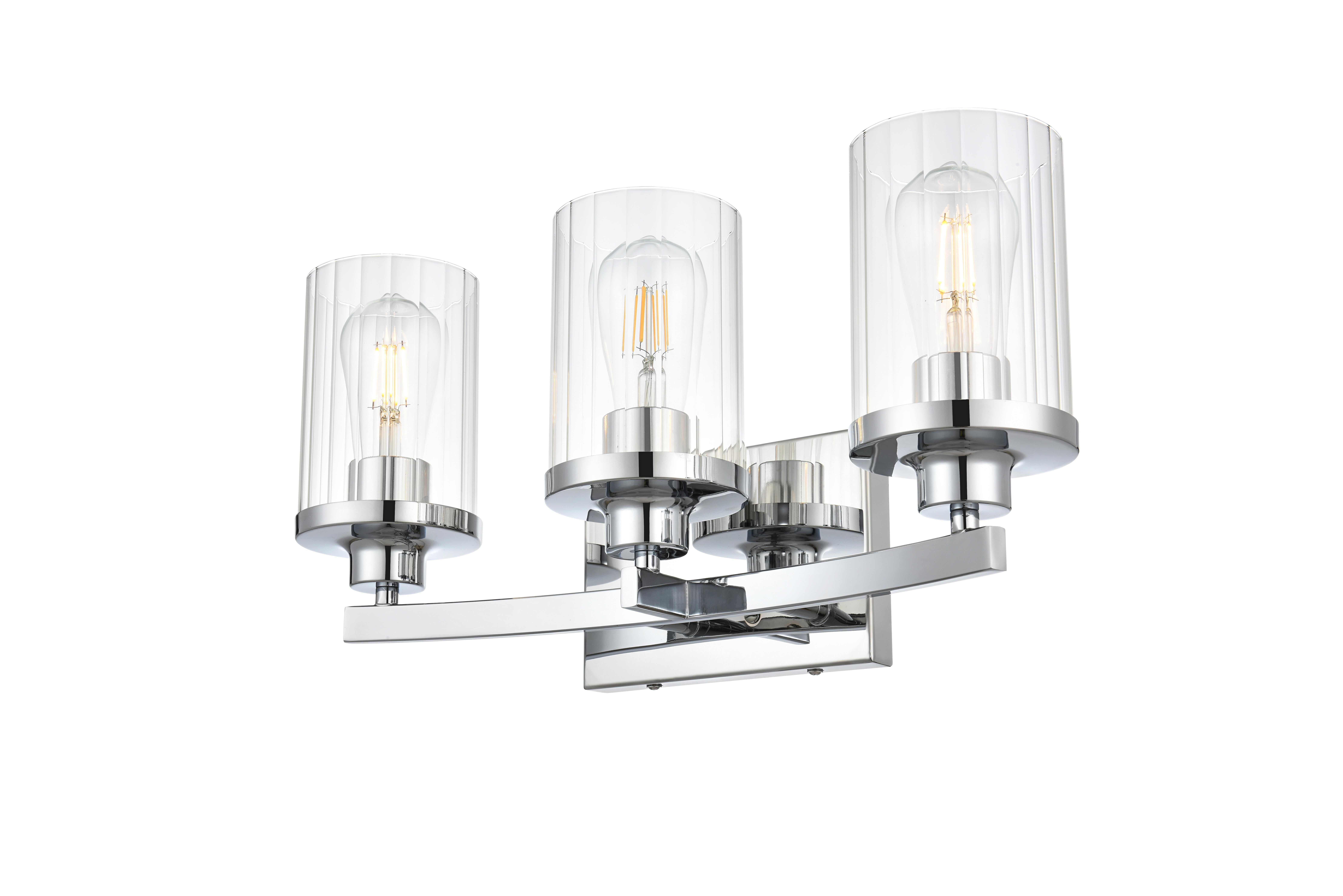 Saanvi 3-Light Bath Sconce in Chrome with Clear Glass - Image 3
