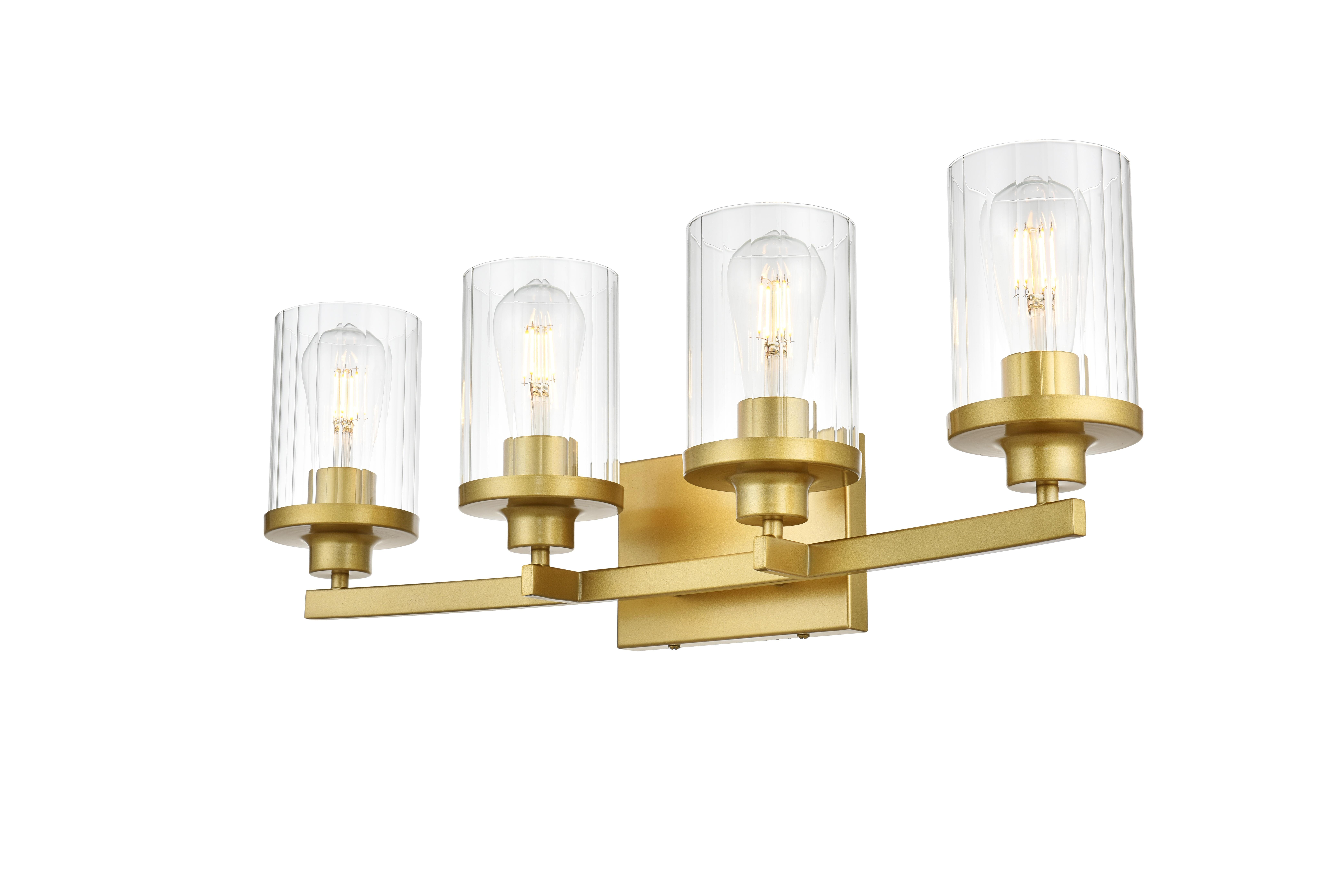 Saanvi Four Light Bath Sconce in Brass and Clear - Image 3