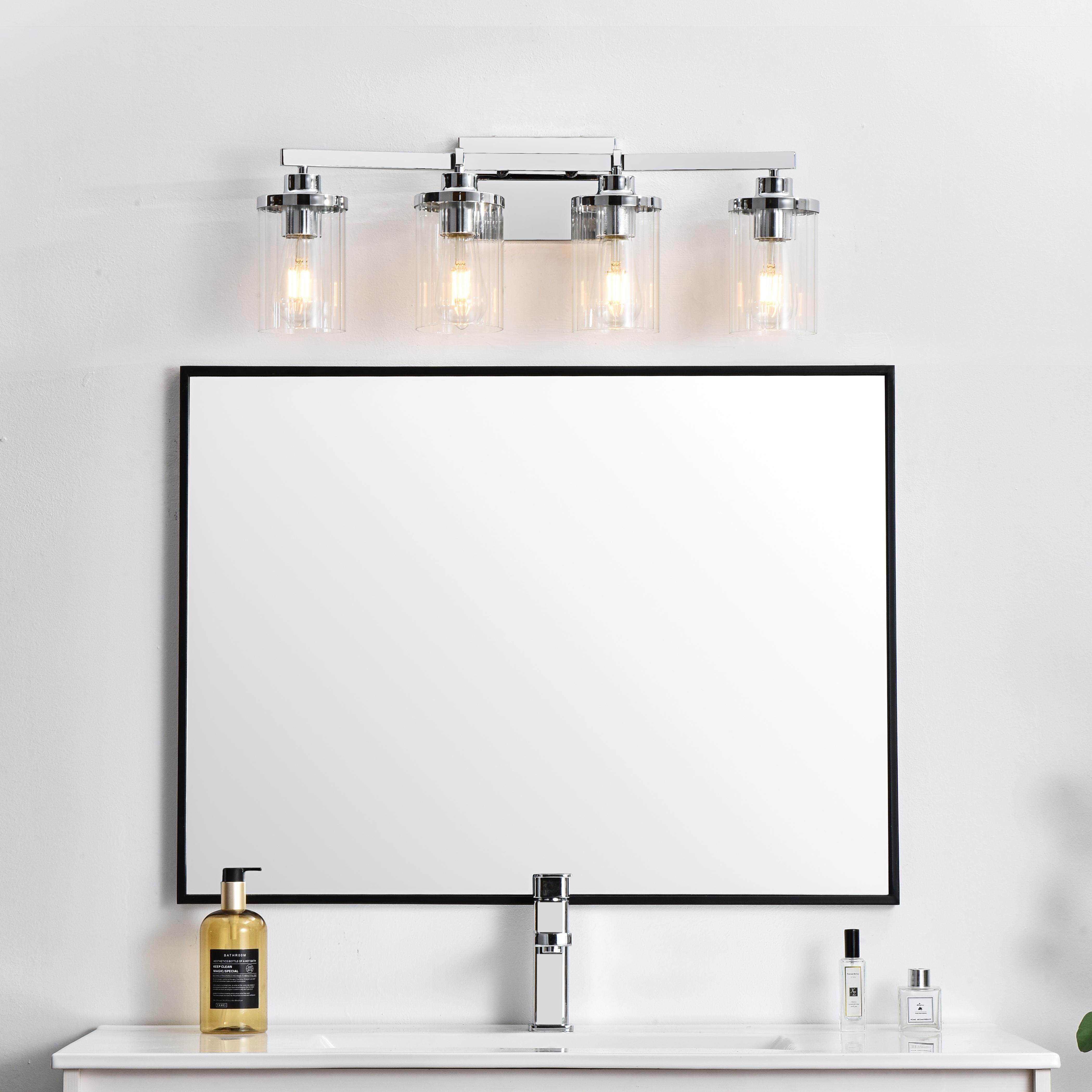 Saanvi 4-Light Bath Sconce in Chrome and Clear Glass - Image 2