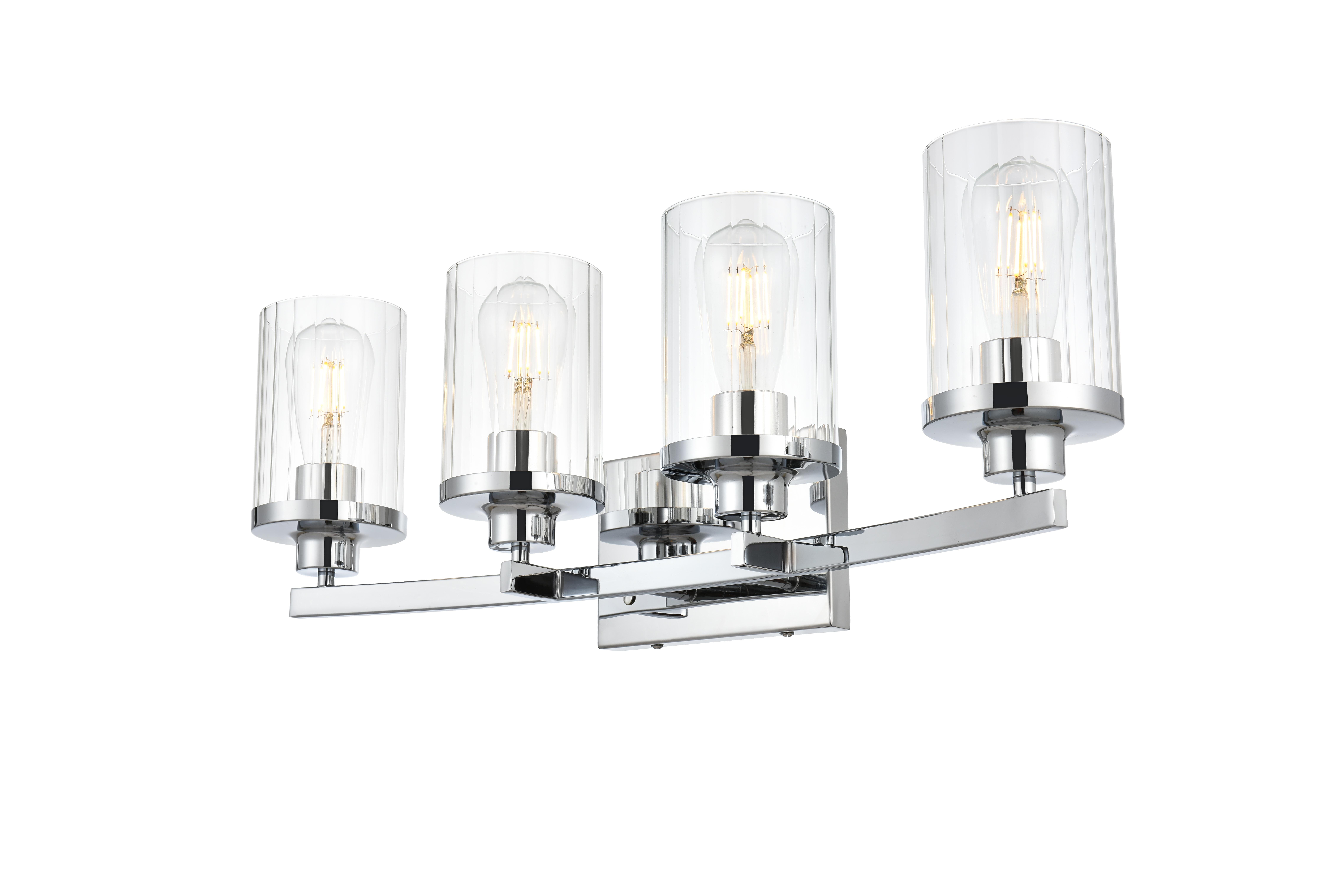 Saanvi 4-Light Bath Sconce in Chrome and Clear Glass - Image 3