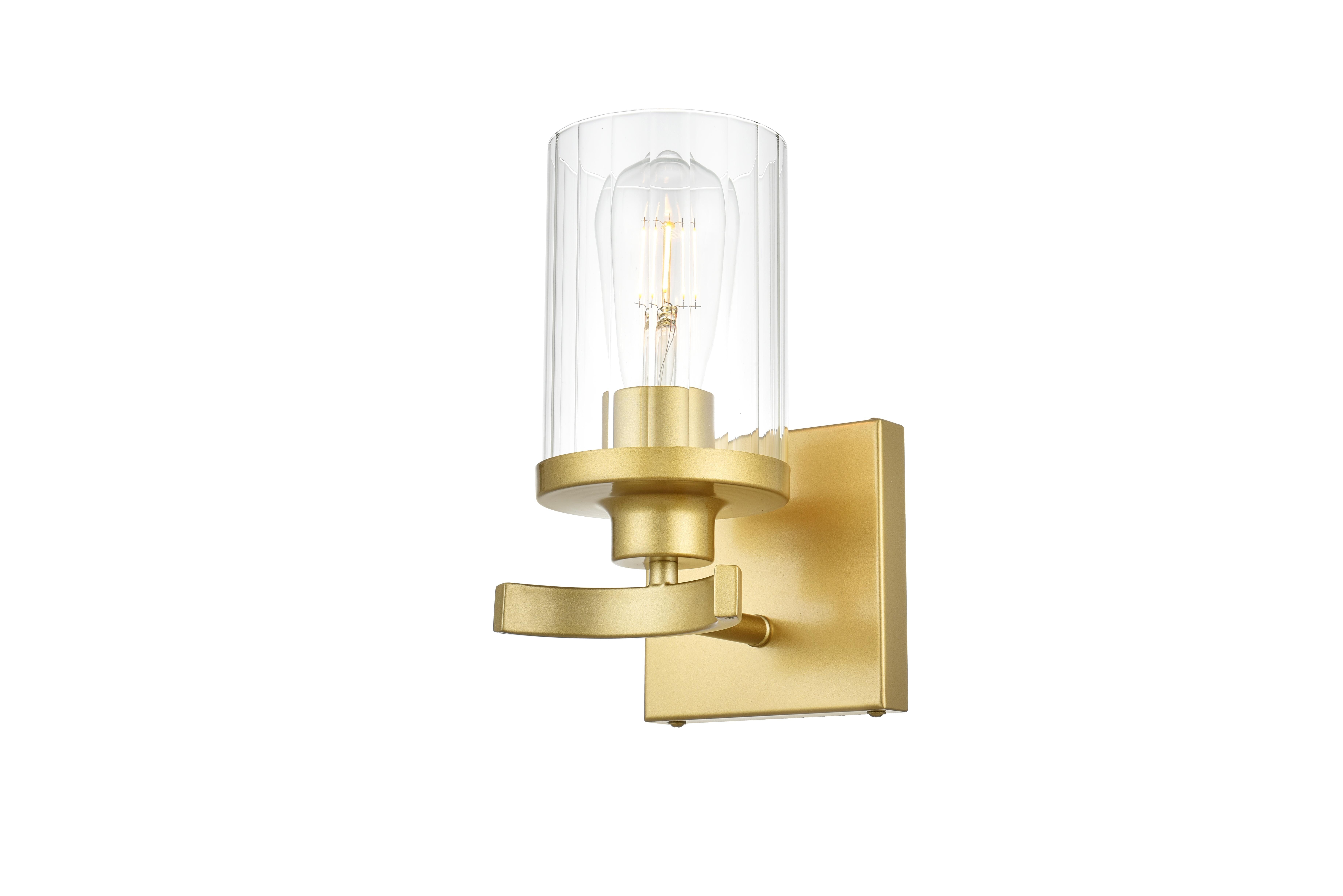 Saanvi One Light Bath Sconce in Brass and Clear - Image 3