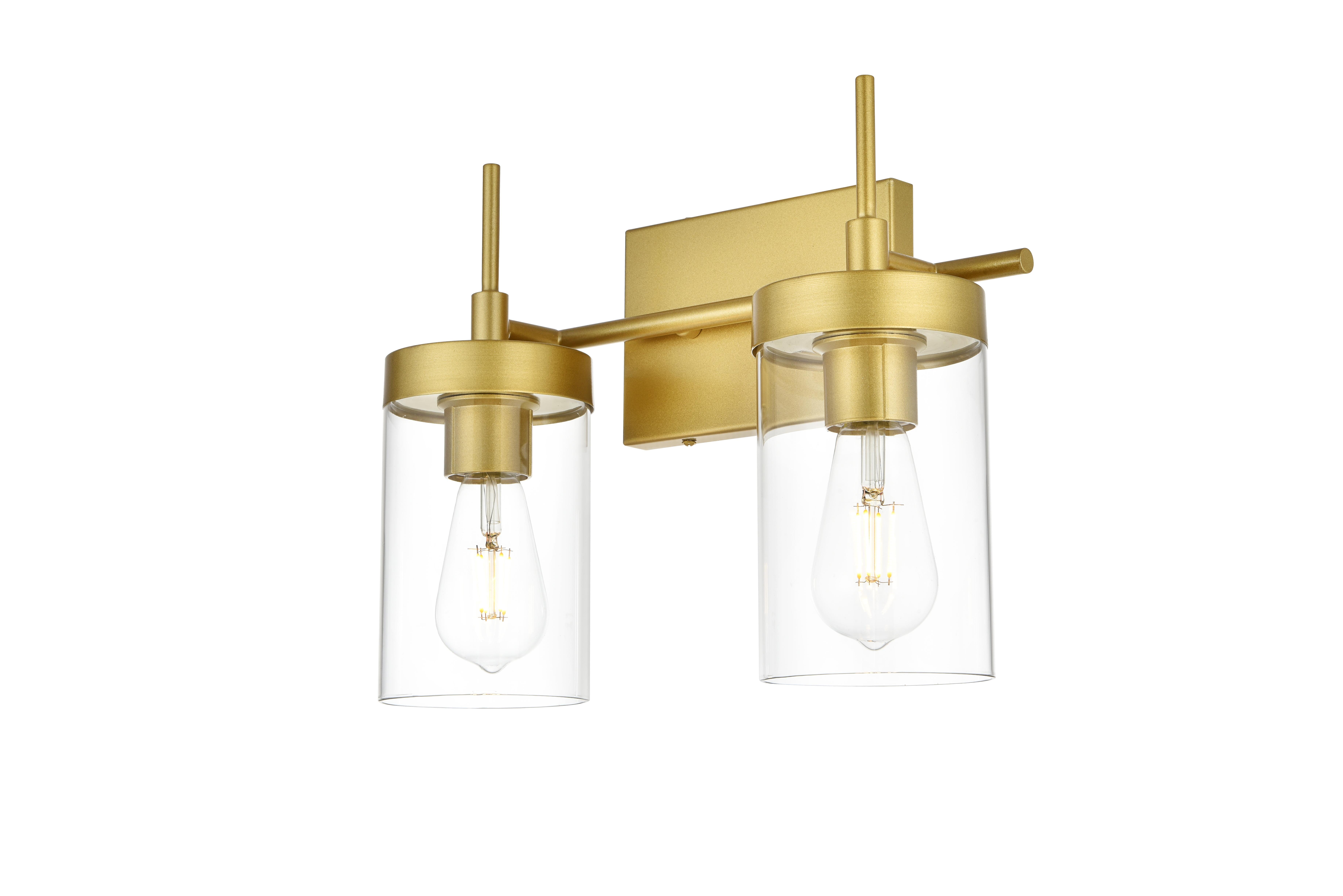Benny Two Light Bath Sconce in Brass and Clear - Image 3